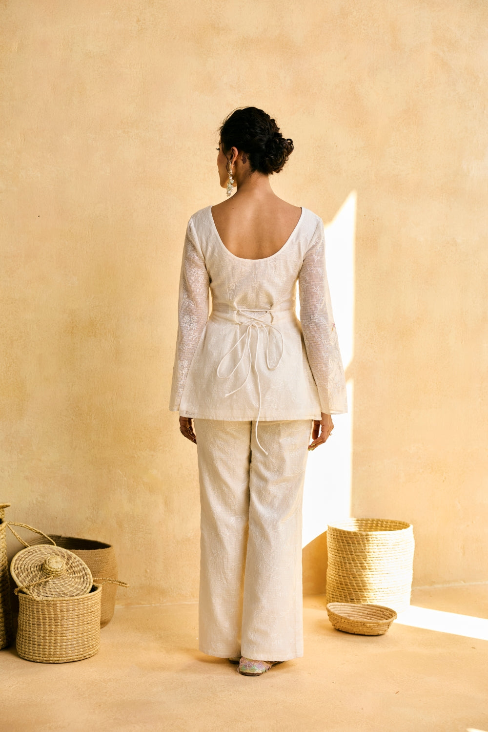 Meadow Tulip Embroidered Kota Kurta Set