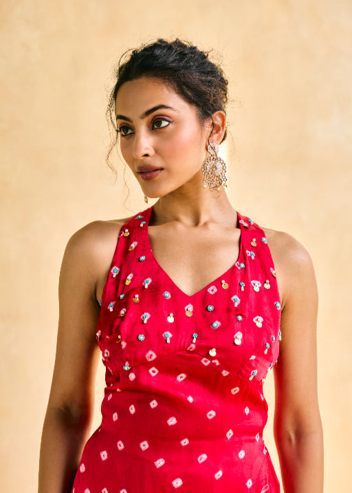 Bebo Pink Bandhani Embellished Kurta Set