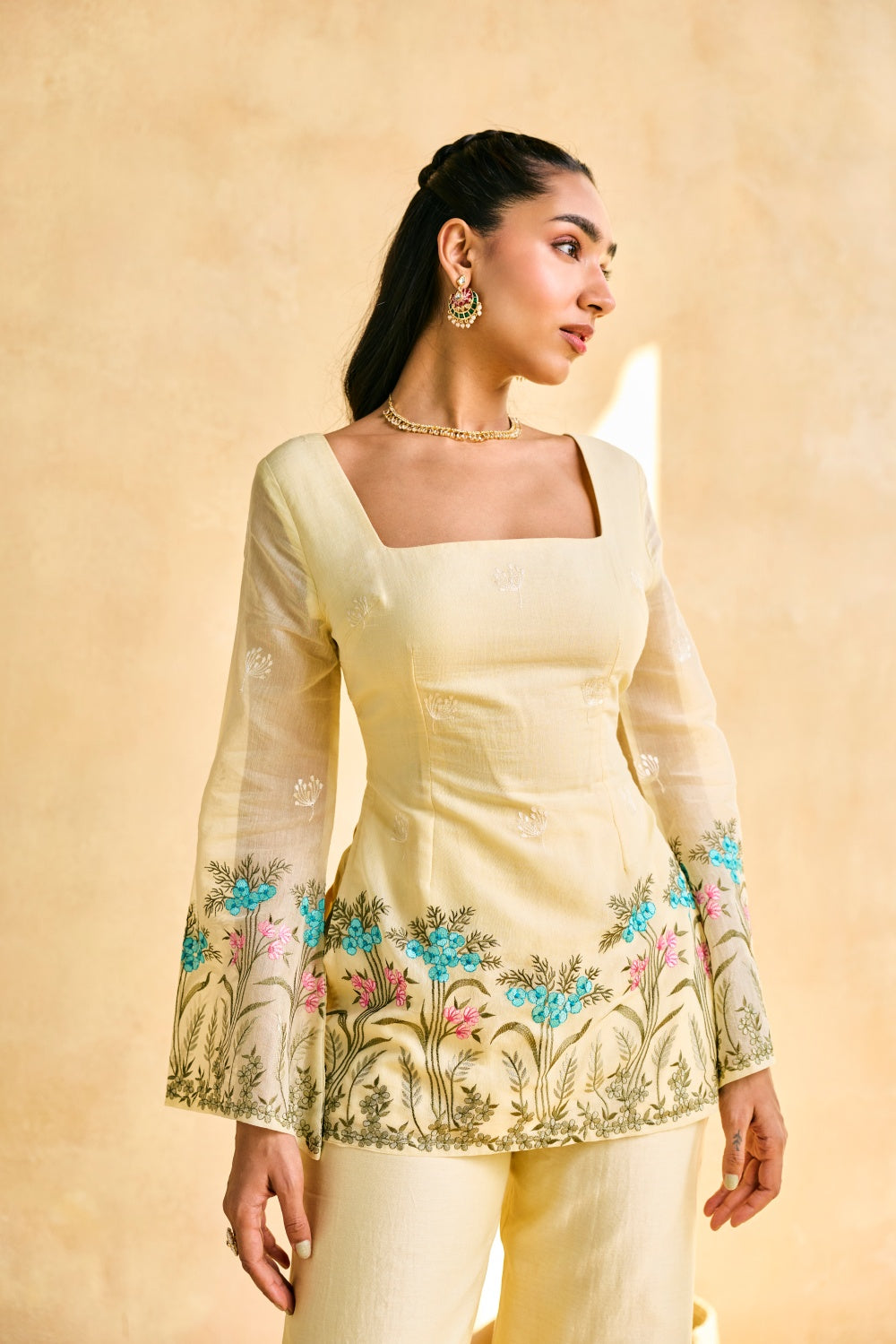 Pihu Lemon Yellow Embroidered Kurta Set