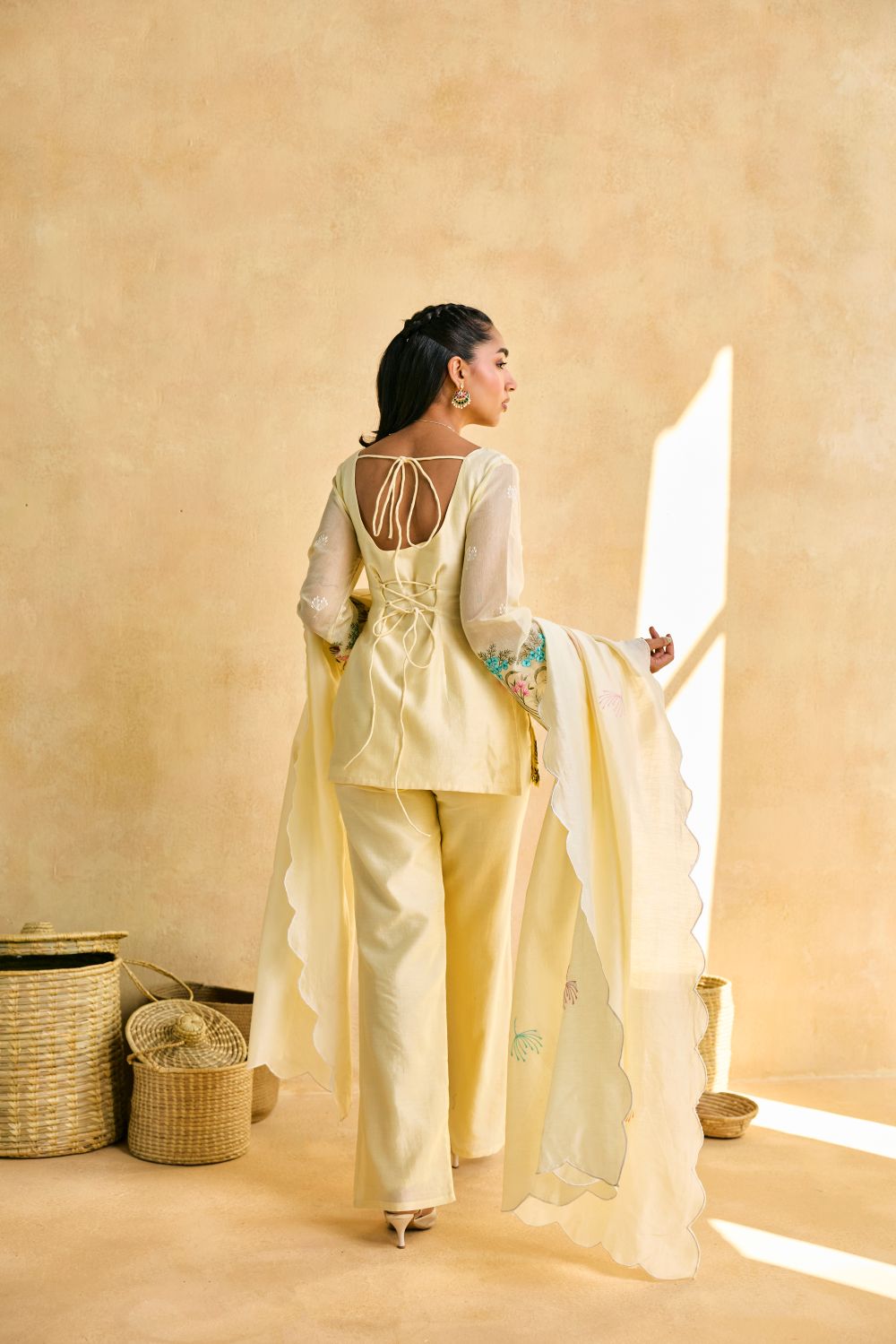 Pihu Lemon Yellow Embroidered Kurta Set