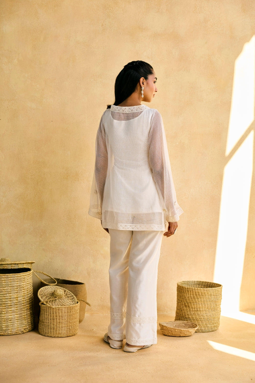 Chandni Baag White Embroidered Three-Piece Set