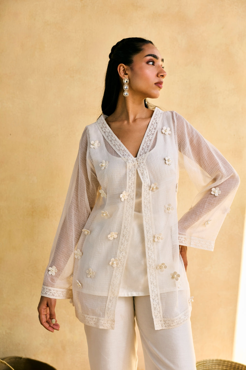 Chandni Baag White Embroidered Three-Piece Set