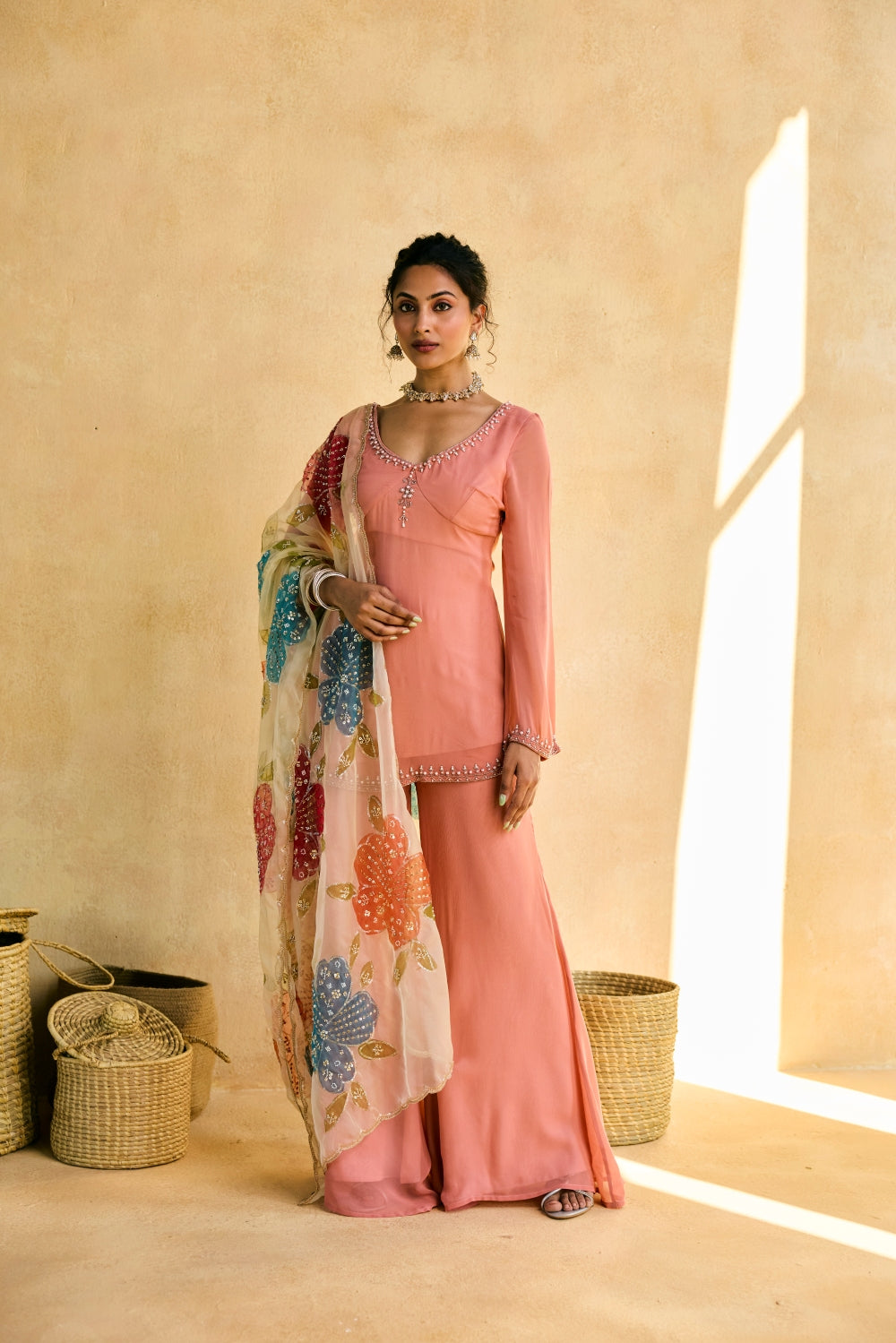 Chandni Baag White Embroidered Three-Piece Set