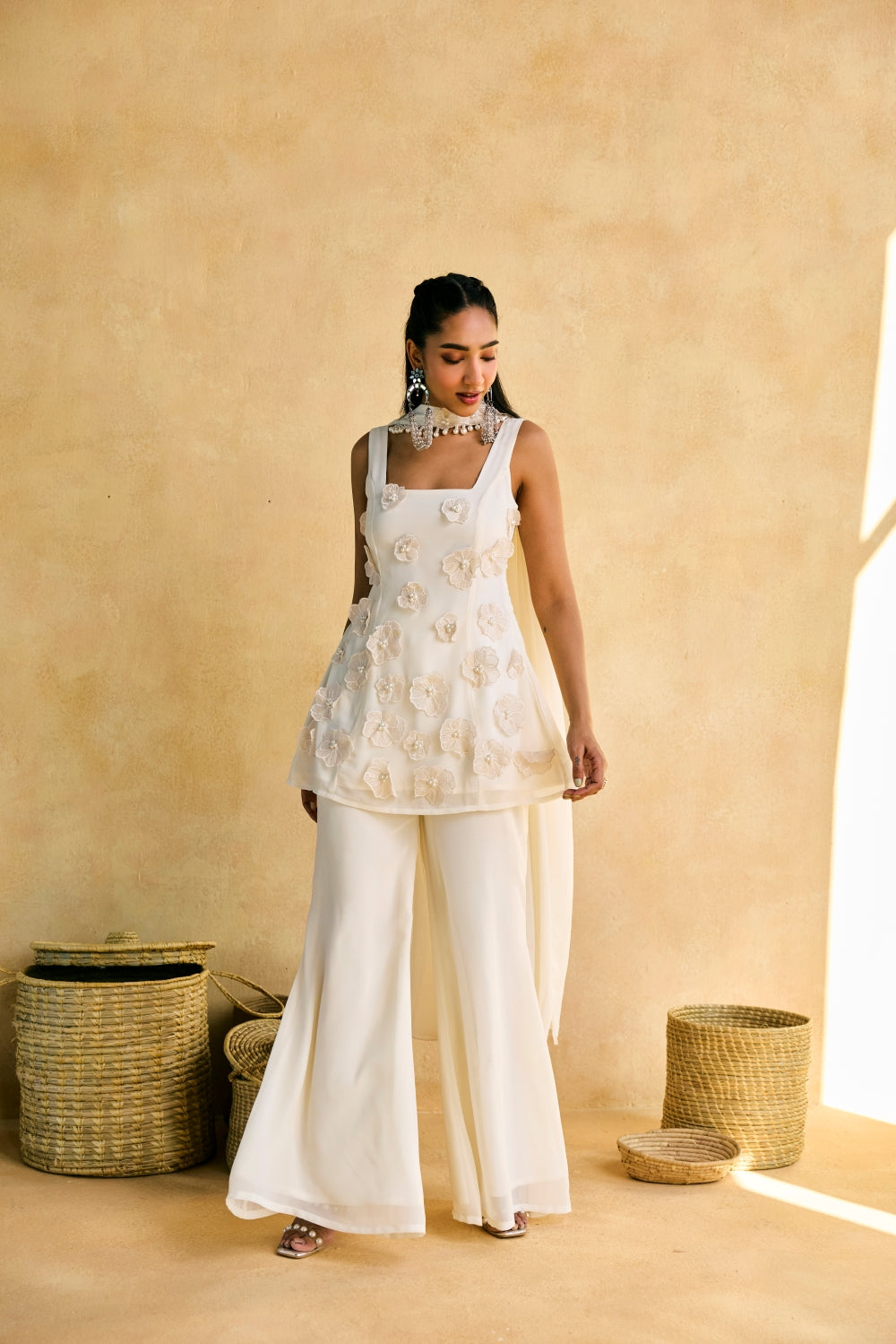 Noorie Phool 3-D Floral Embroidery Sharara Set