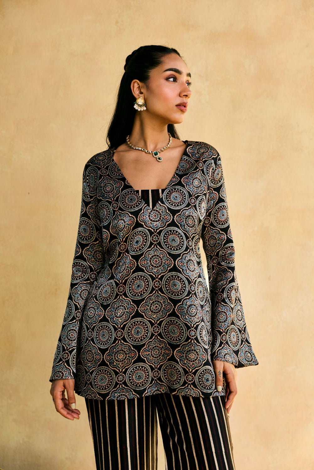 Safina Ajrakh Bralette and Kurta Set