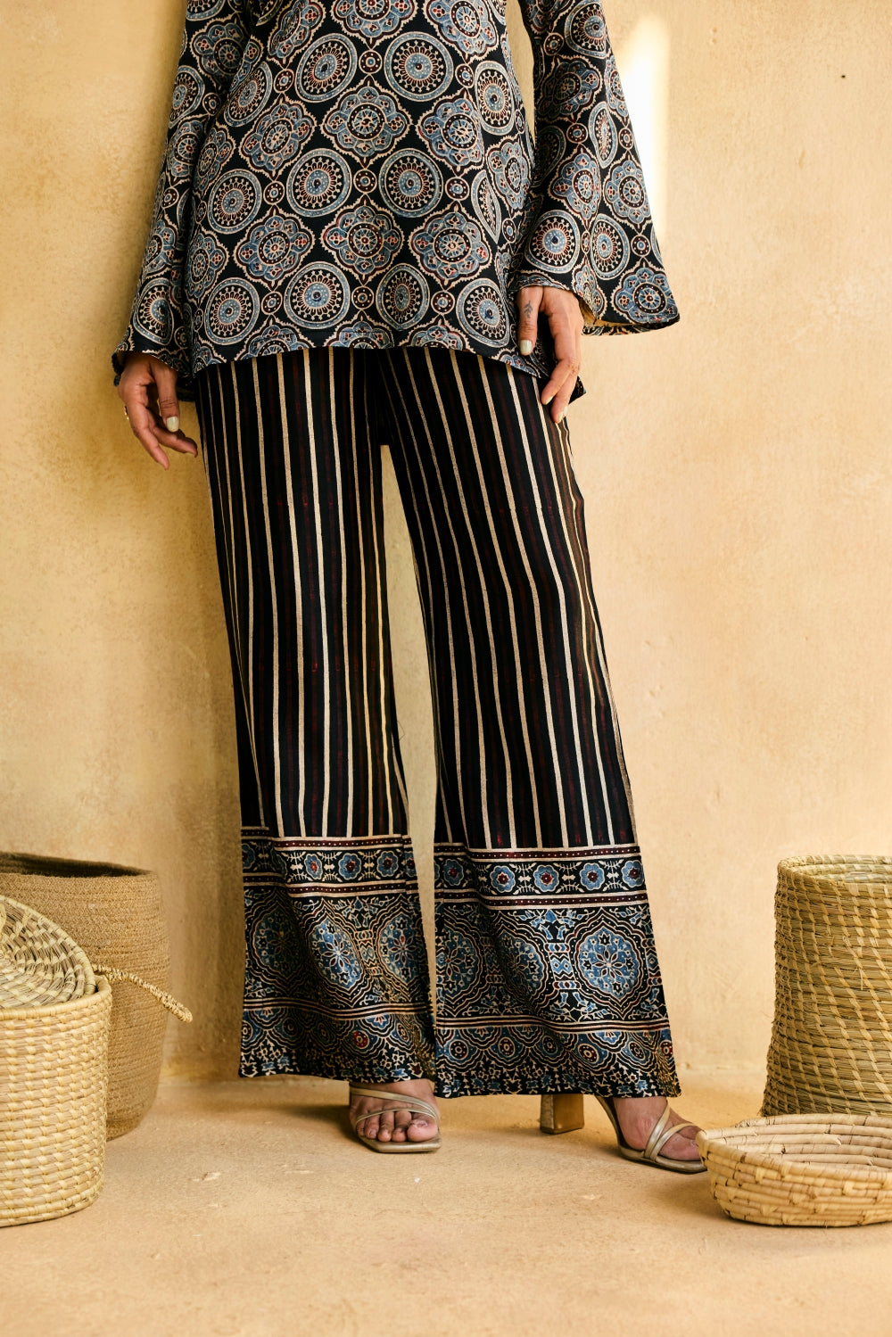 Safina Ajrakh Bralette and Kurta Set
