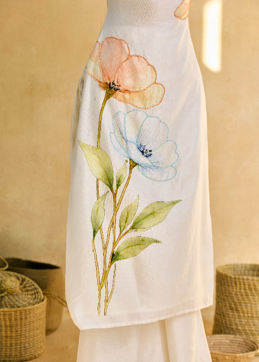 Masakali Floral Print White Kurta Set