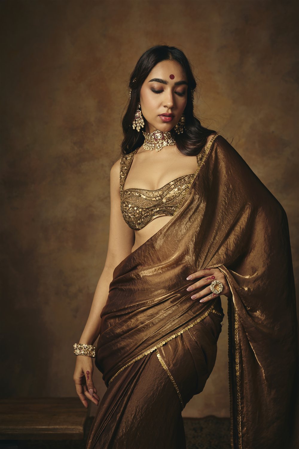 Hemangi Gold Hand Embroidered Blouse