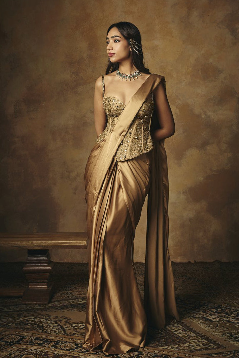 Padmini Golden Hand Embroidered Corset Blouse