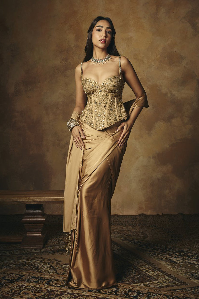 Padmini Golden Hand Embroidered Corset Blouse