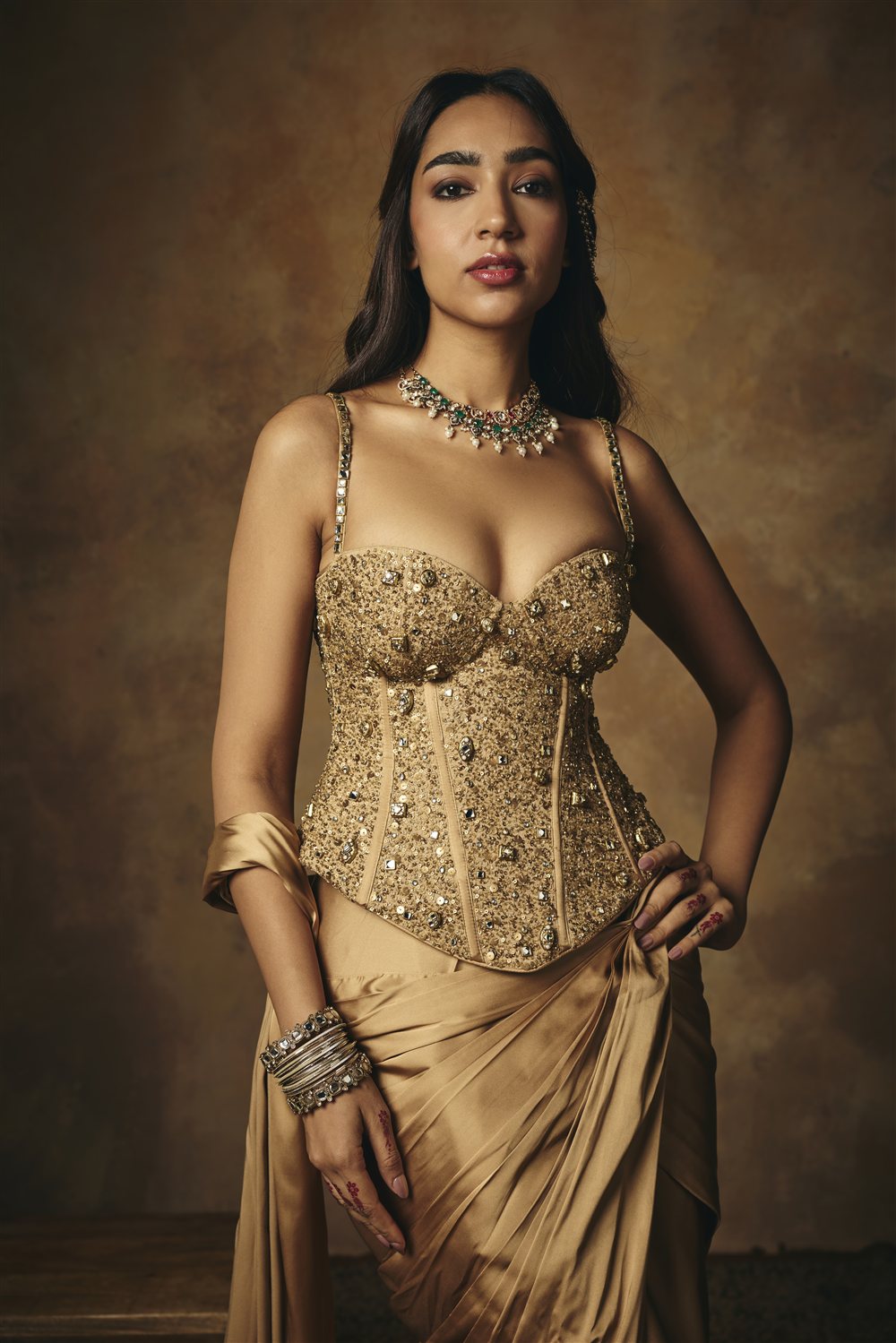 Padmini Golden Hand Embroidered Corset Blouse