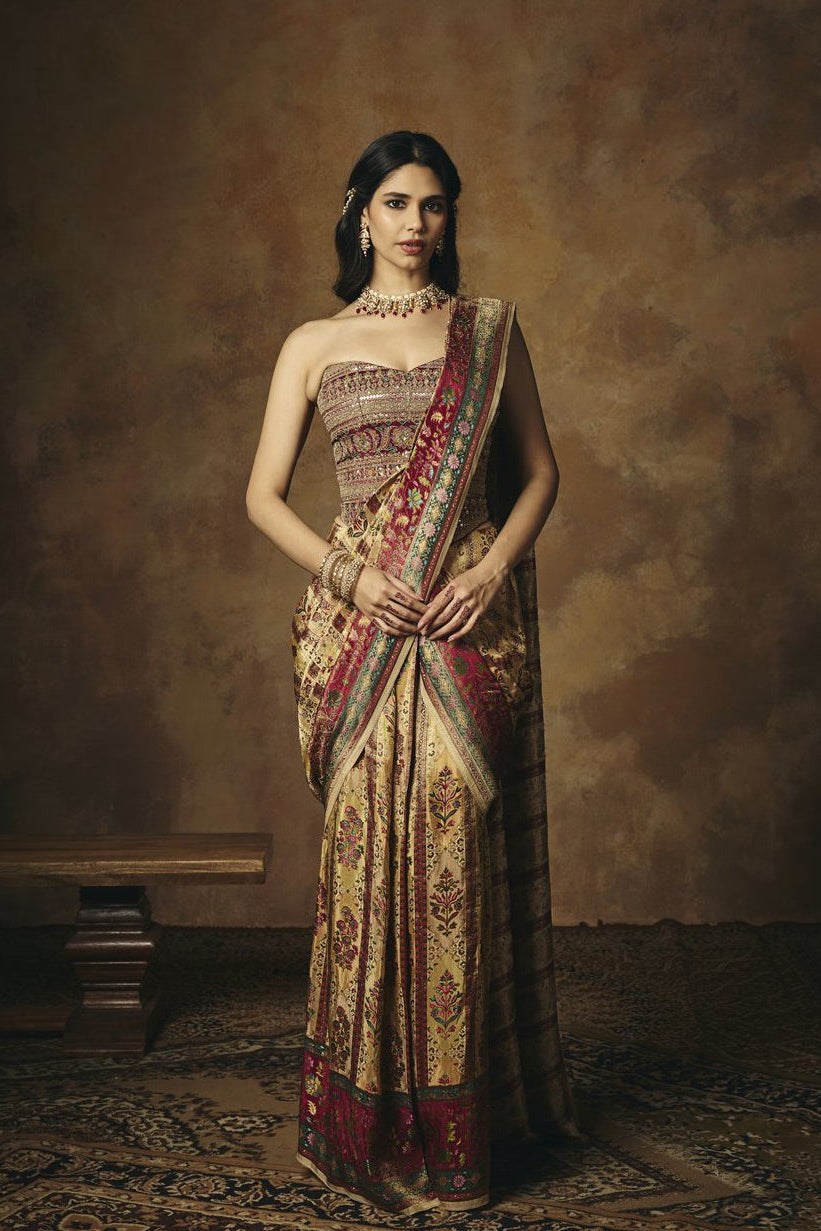 Vasundhara Burgundy Embroidered Corset Blouse