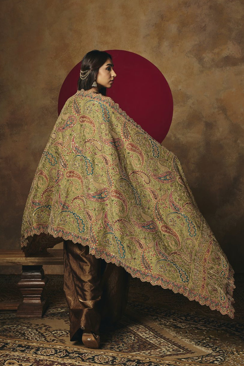 Pallavi Bronze Embroidered Salwar Suit Set with Contrast Dupatta