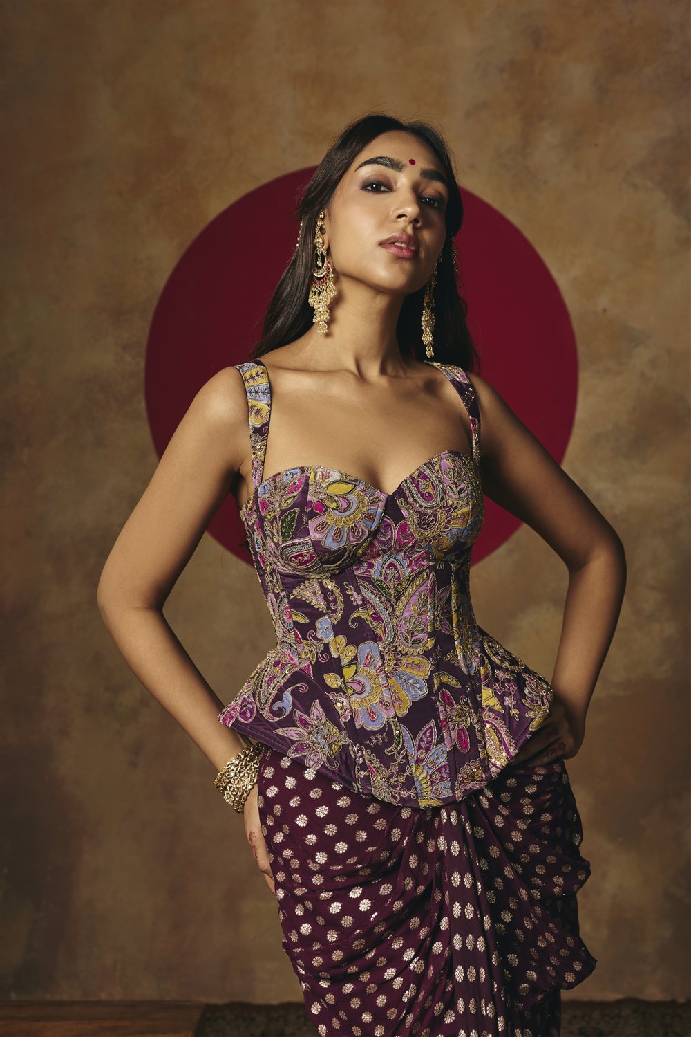 Poorva Purple Embroidered Corset Top