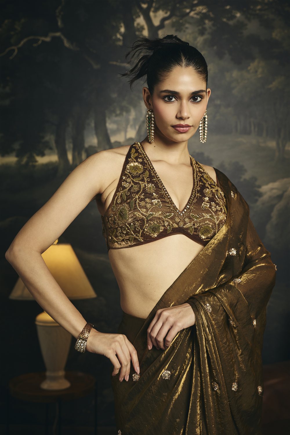 Kumud Olive Hand Embroidered Micro Blouse