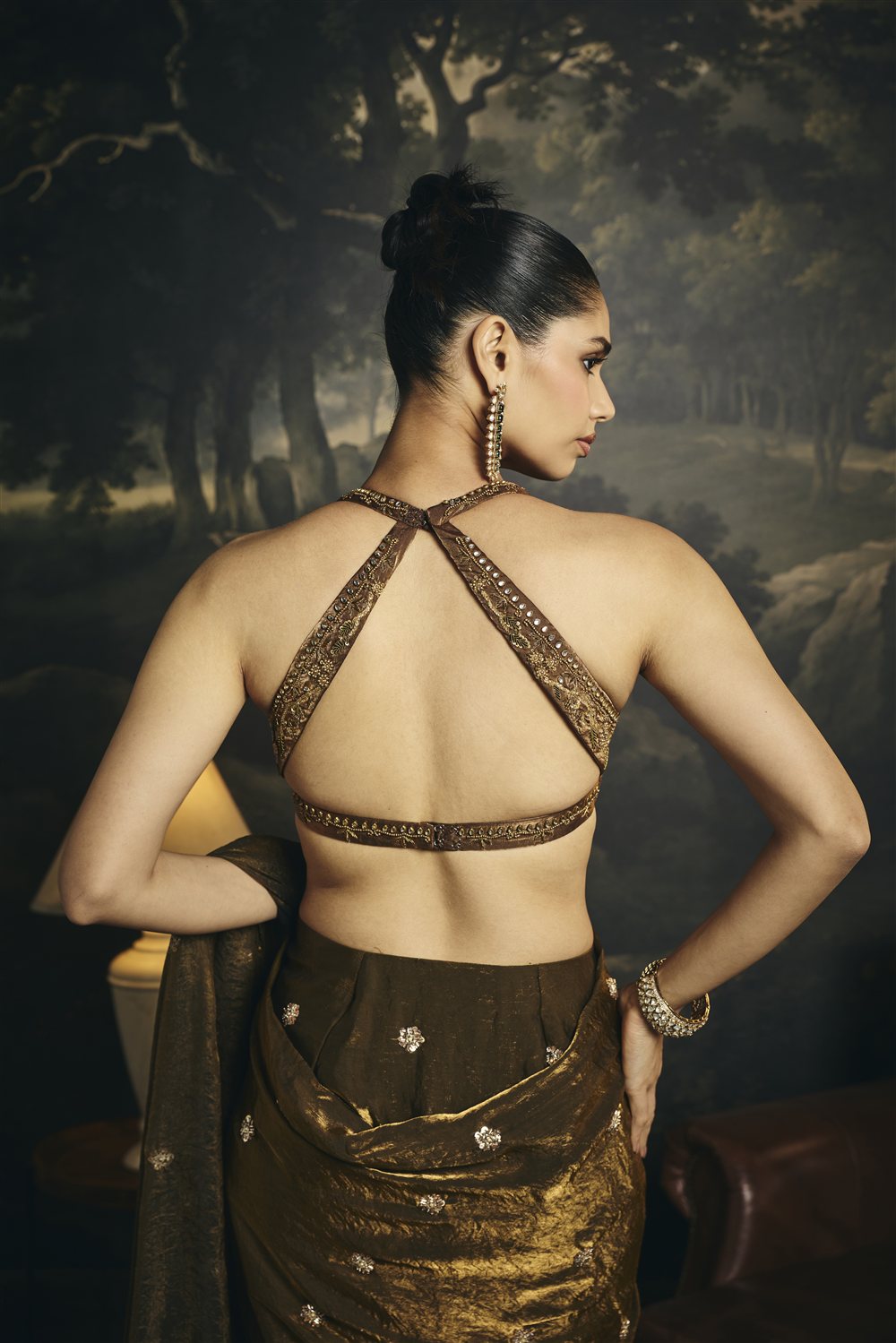 Kumud Olive Hand Embroidered Micro Blouse