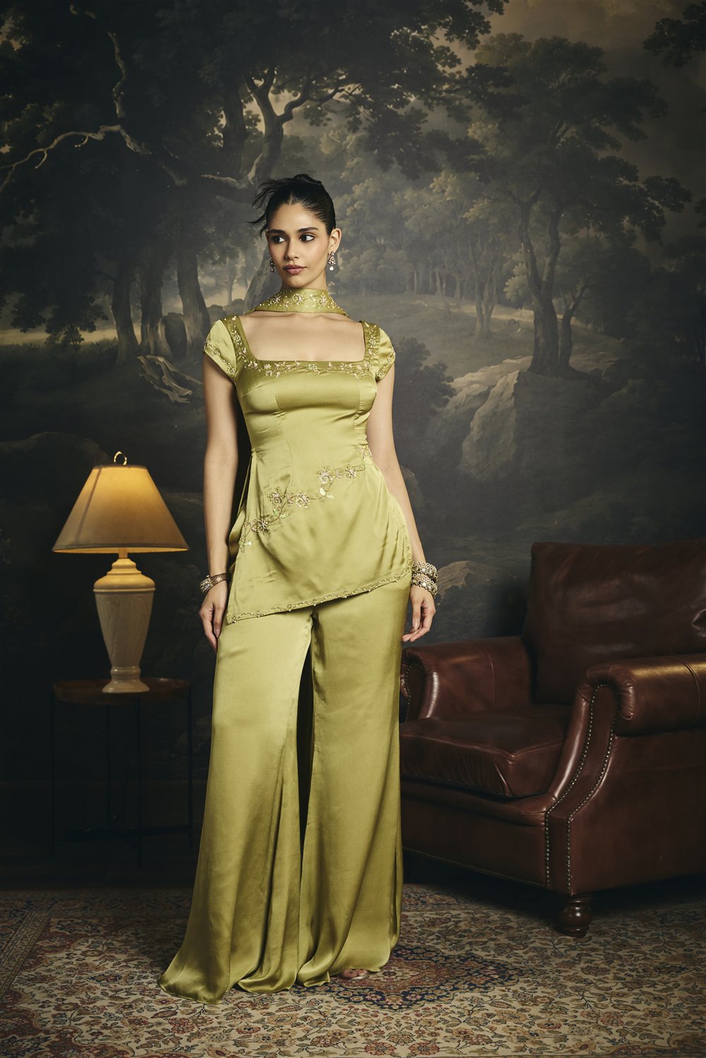 Henna Green Embroidered Y2K Kurta Set