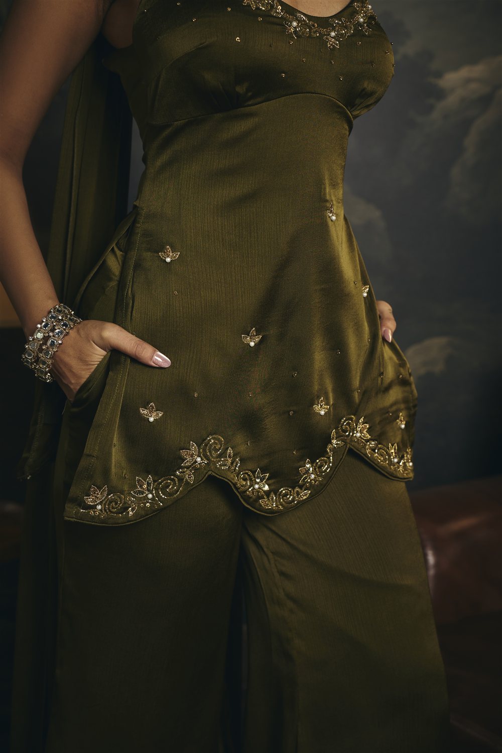 Chaaya Olive Embroidered Y2K Kurta Set