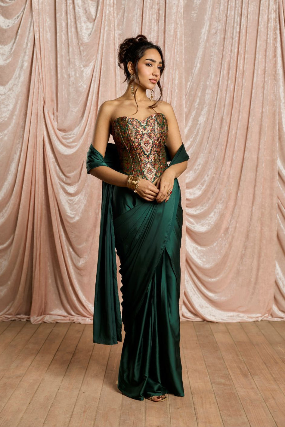 Hansika Emerald Brocade Coset Blouse
