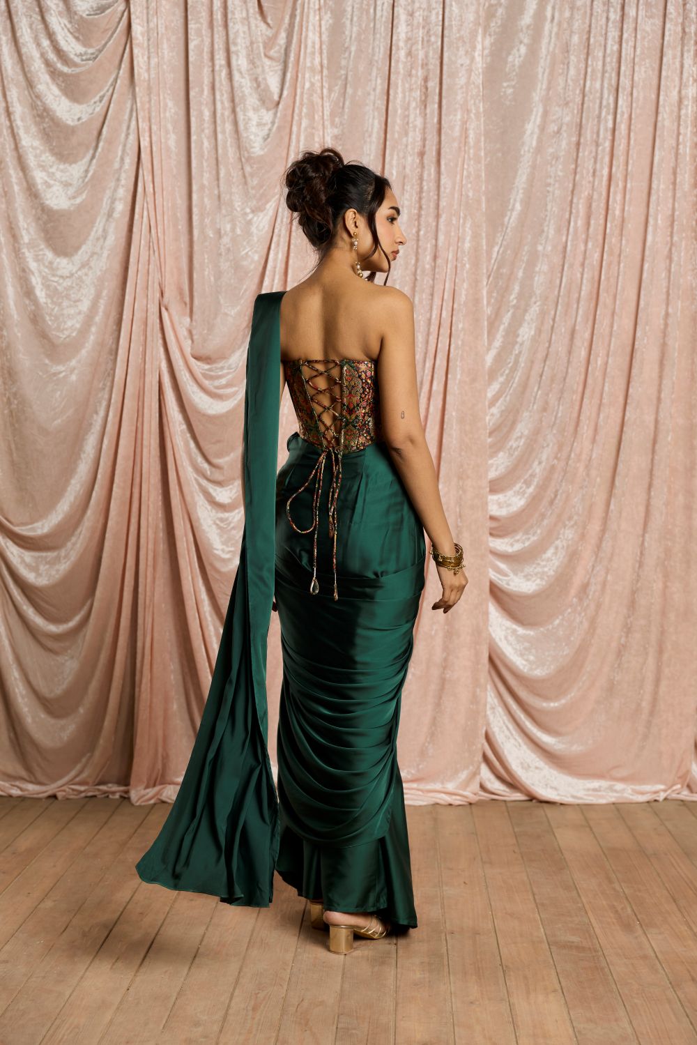 Hansika Emerald Brocade Corset Blouse
