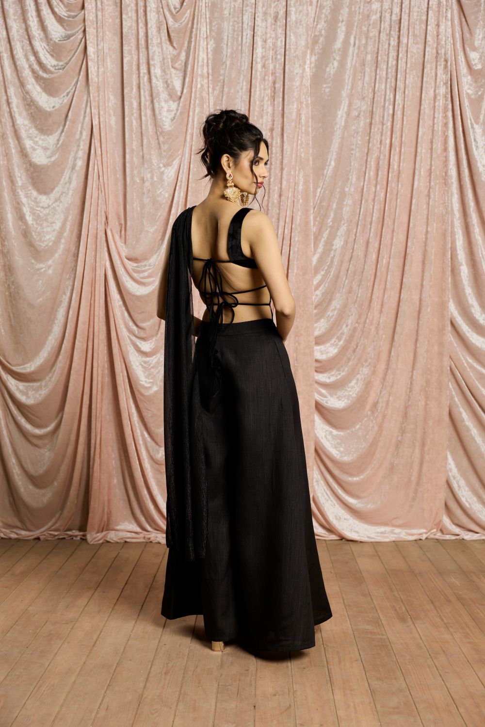 Nargis Black Embroidered Velvet Coord Set