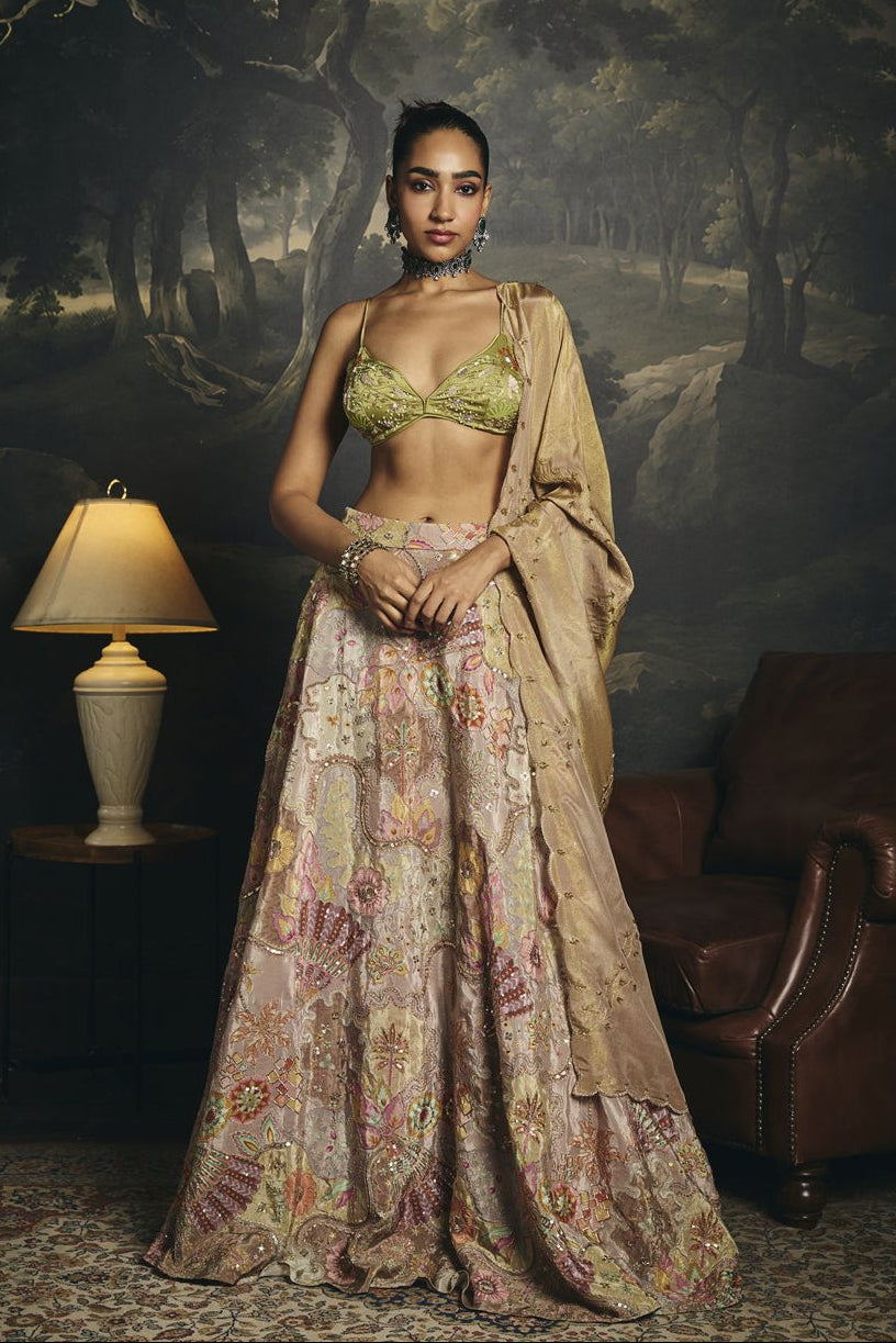 Vasantika Green Hand Embroidered Micro Blouse