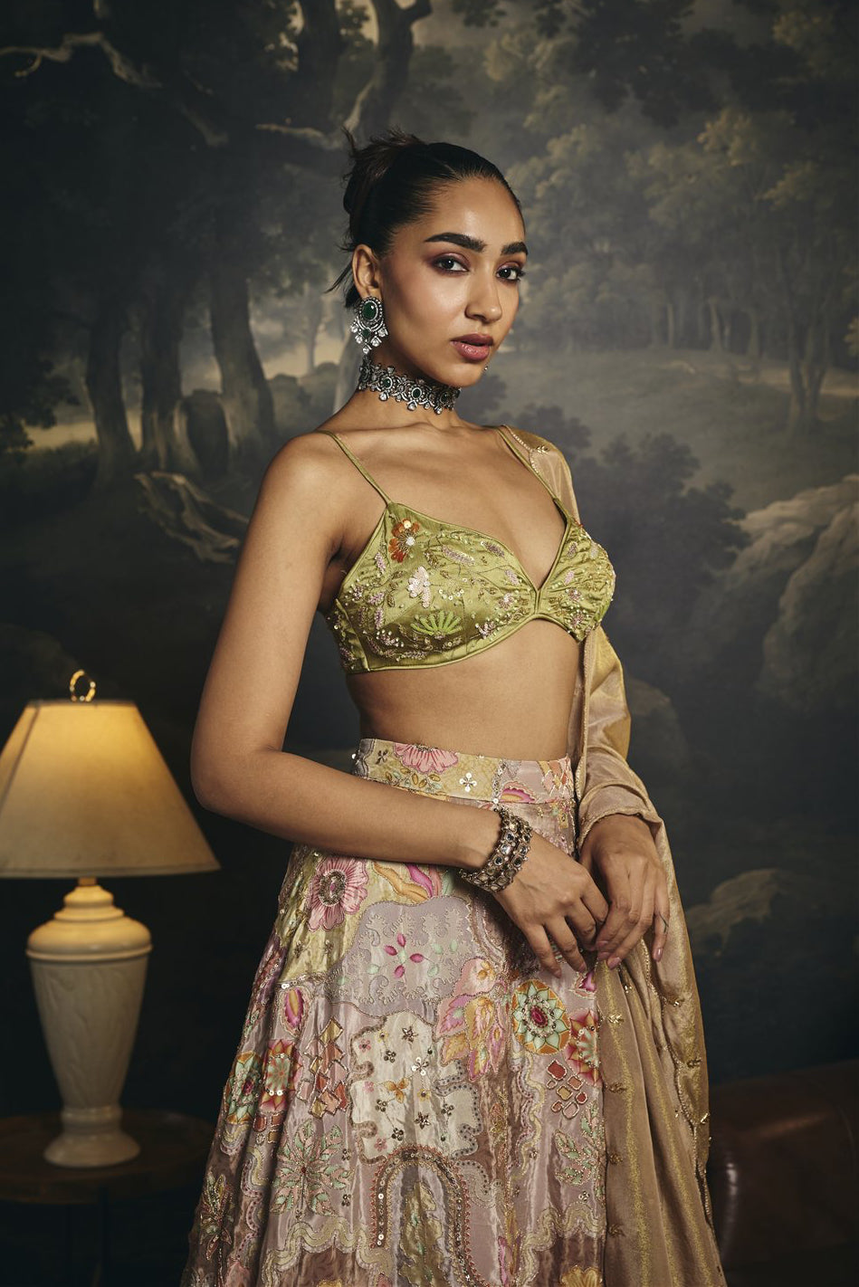 Vasantika Green Hand Embroidered Micro Blouse