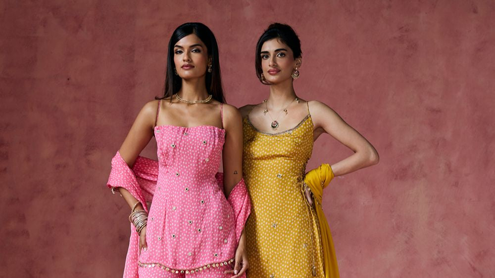 Gulabi Bandhani Embellished Sharara Set