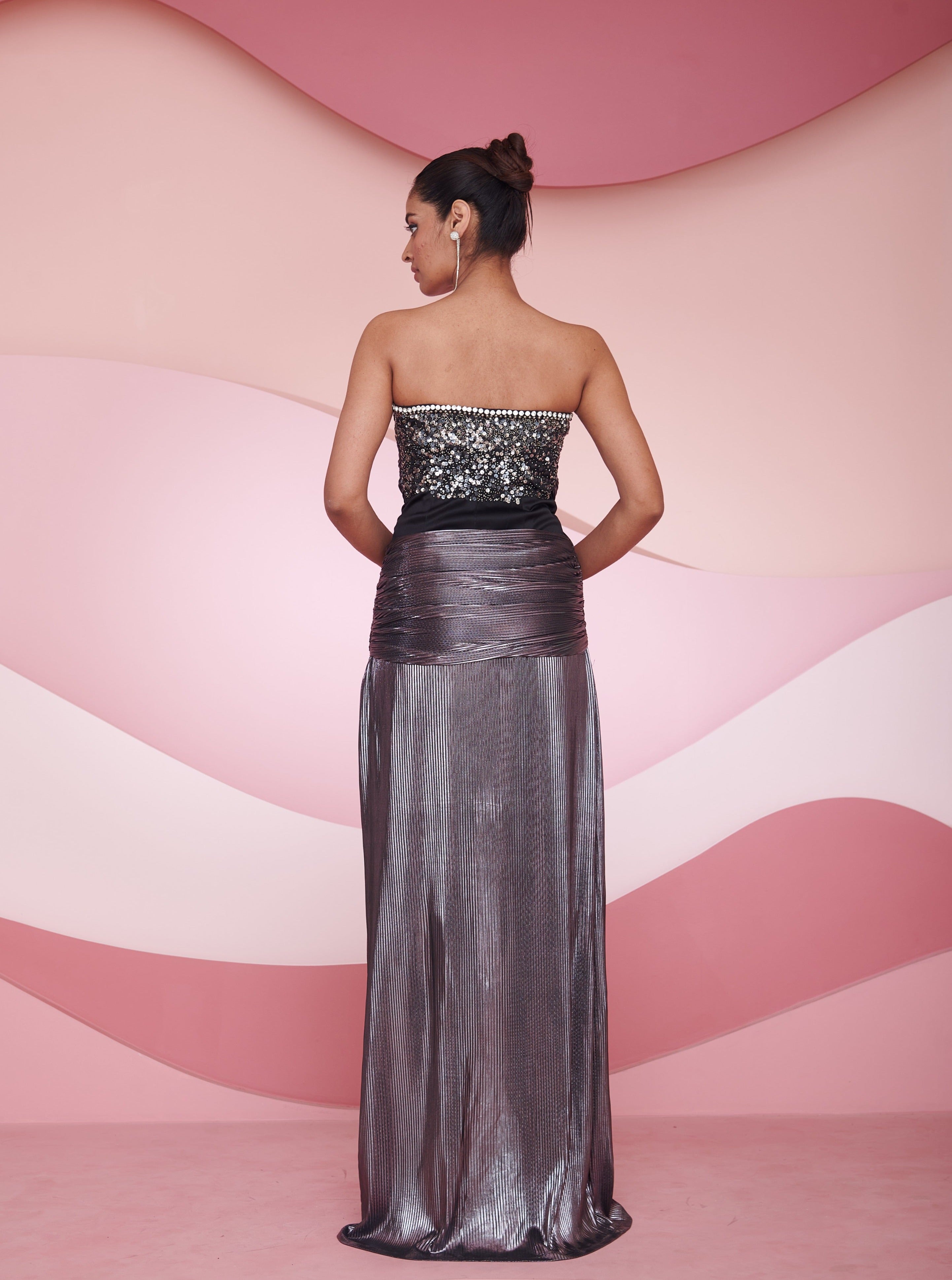 Metallic bustier gown