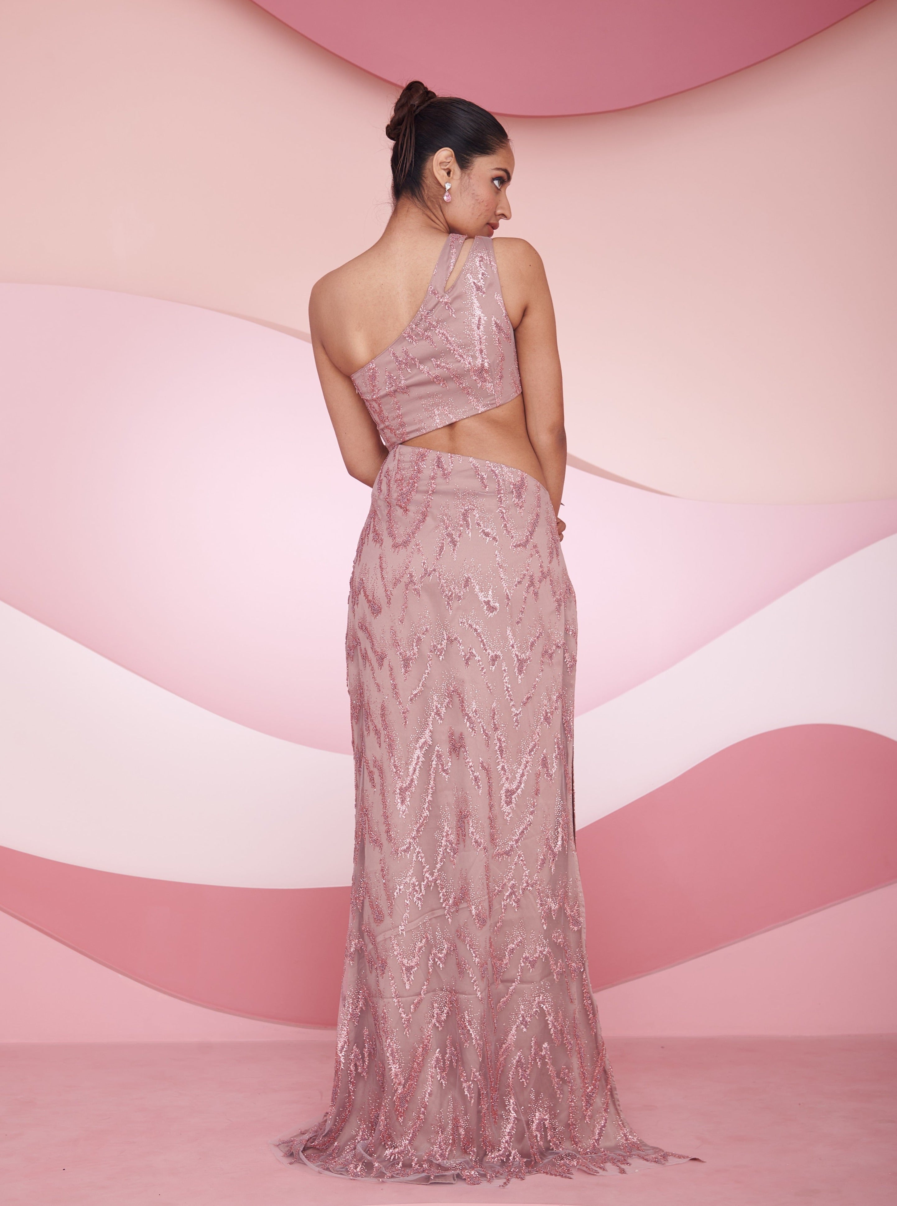 Rosalba Mauve One shoulder Embellished Gown