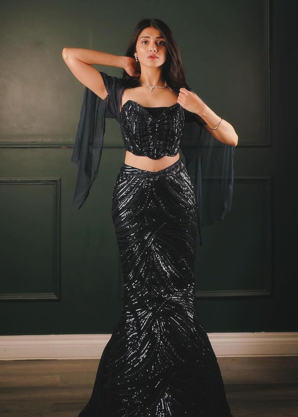 Netra Sapphire Embroidered Mermaid Lehenga Set
