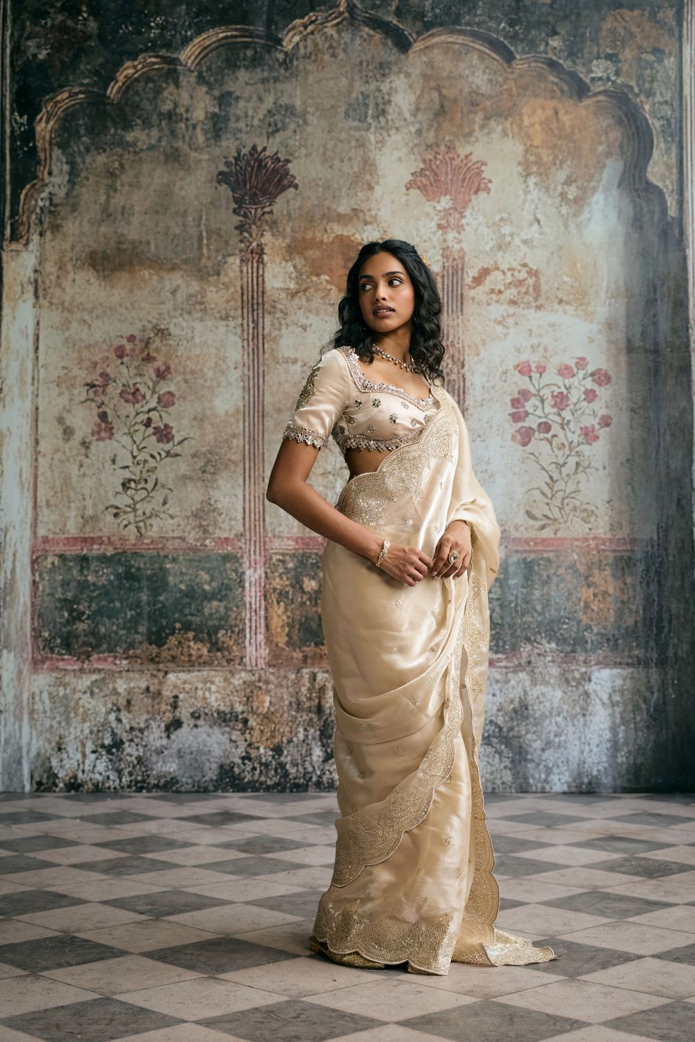 Aarzoo Champagne Gold Saree