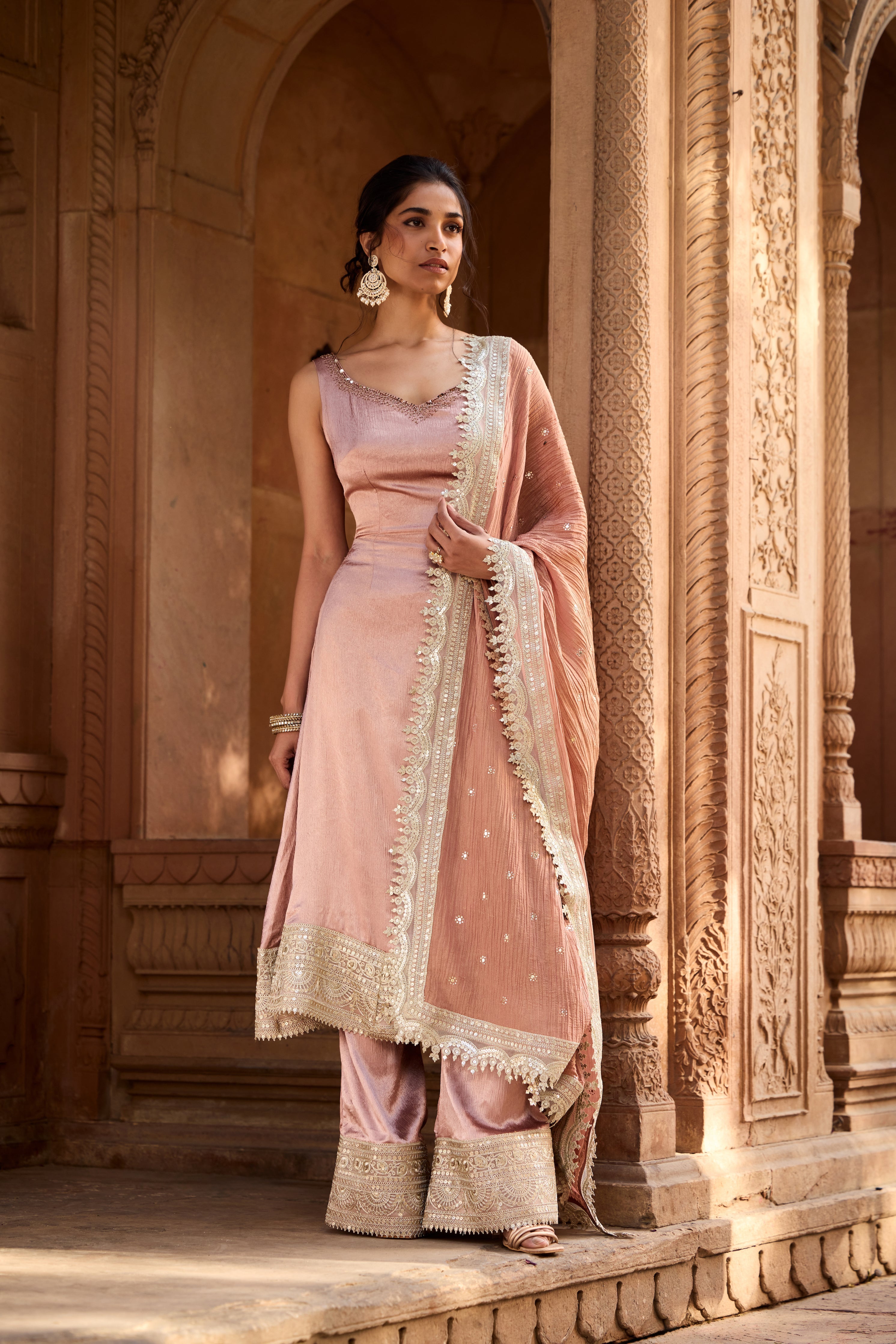 Ati Mauve Slit Anarkali Set