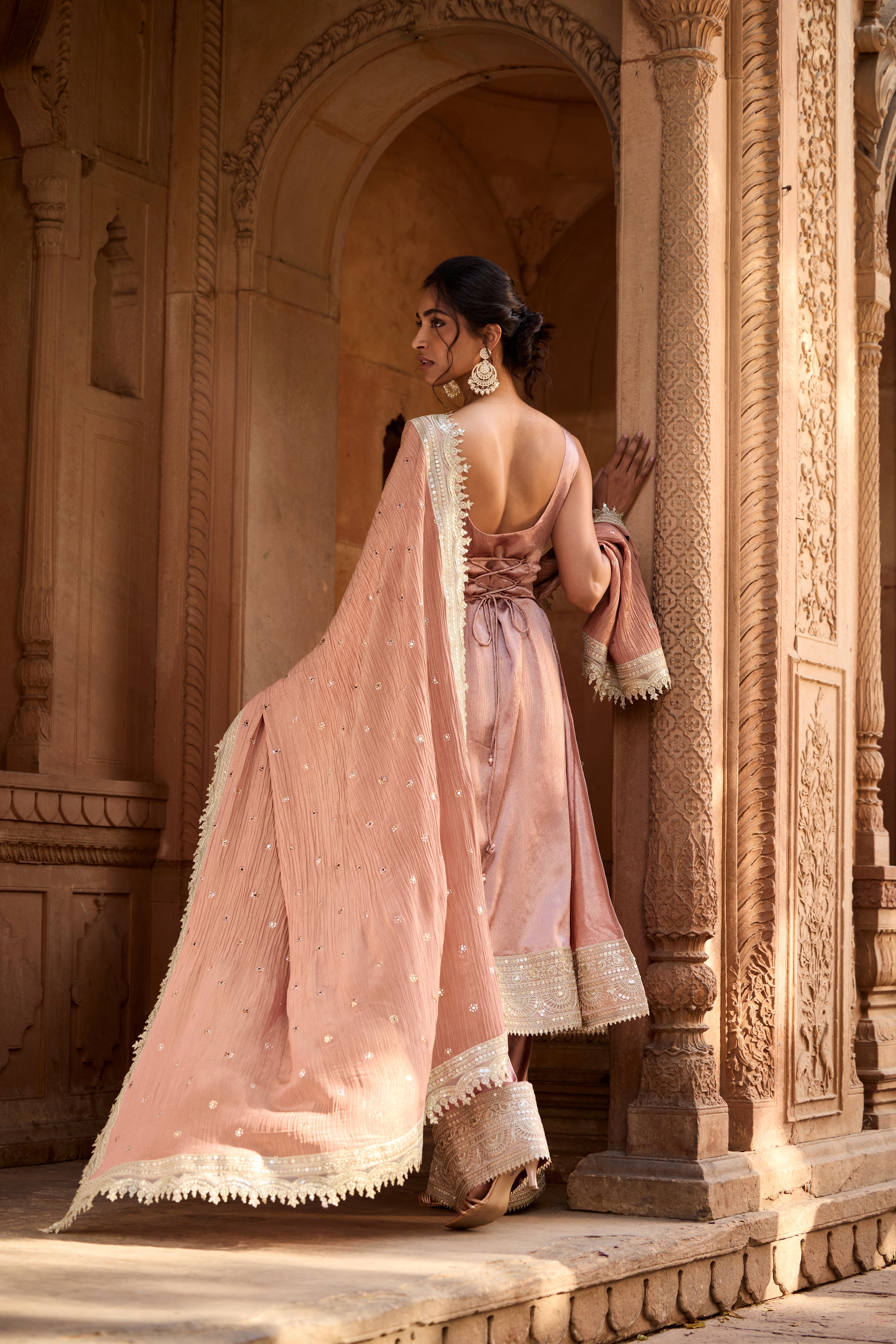 Ati Mauve Slit Anarkali Set