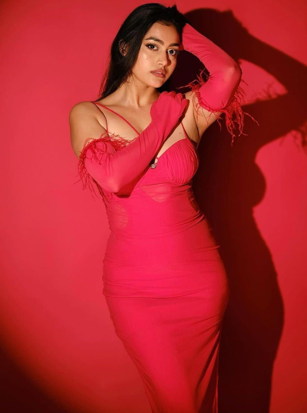 Buy Our Solange Red Ruched Midi Dress