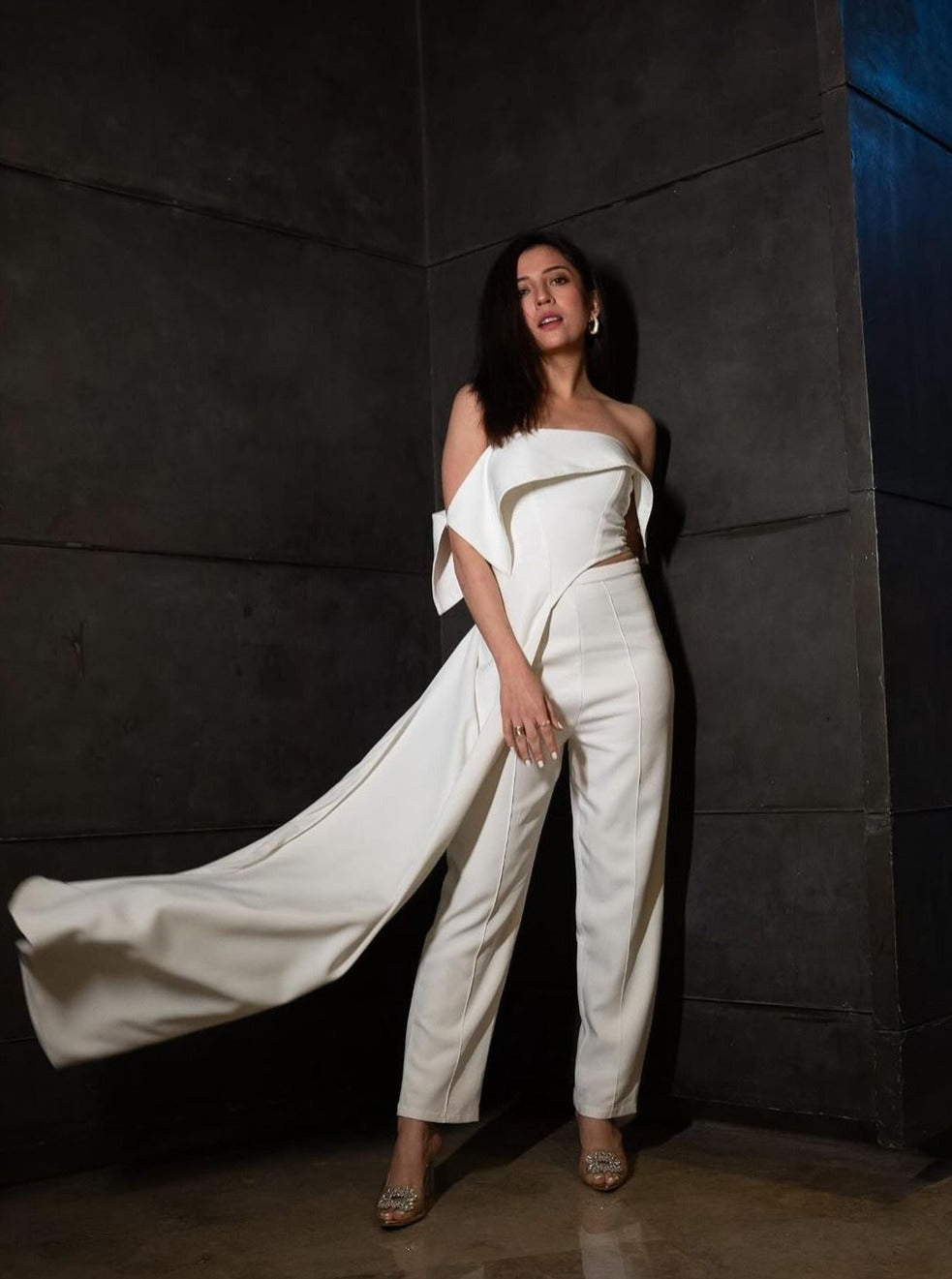 Buy Our Tamara White Asymmetric Top and Pants Set