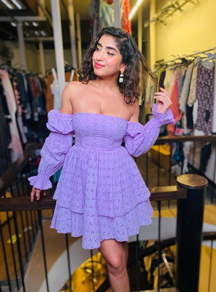 Lavendar Schiffli Dress
