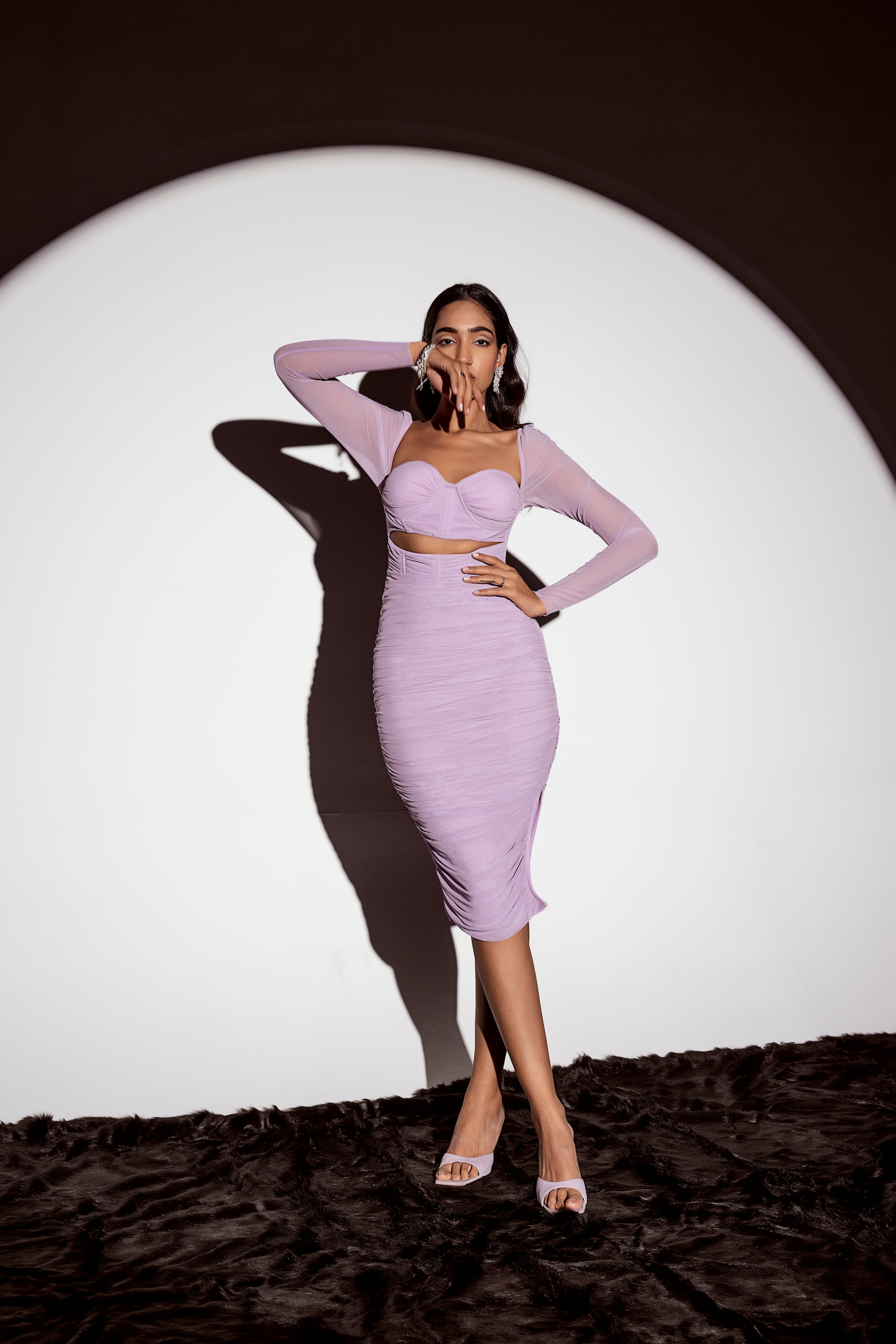 Pink ruched dress