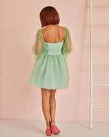 Mint green puff dress