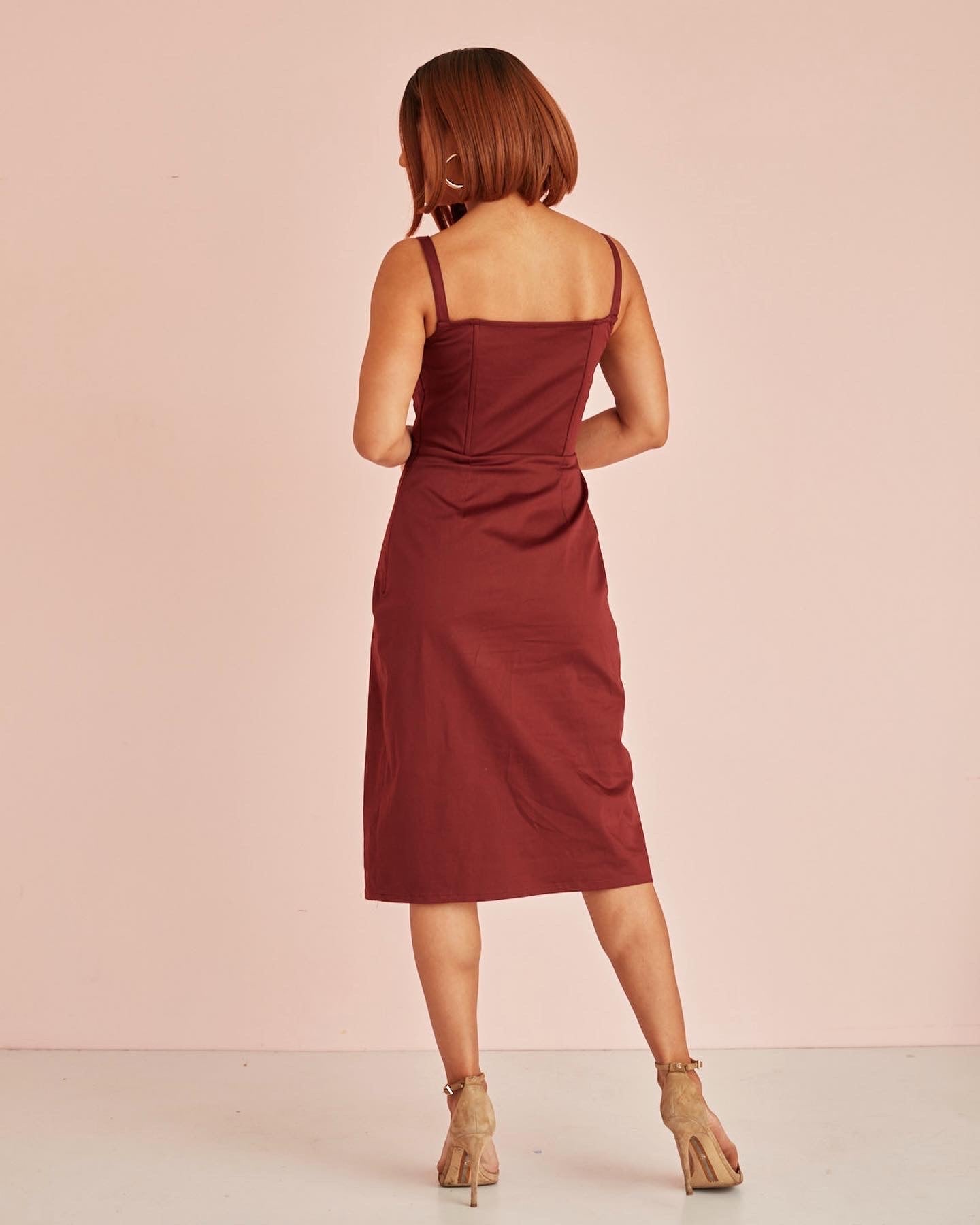 Tiana Burgundy Column Dress