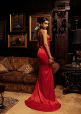 Rosalind Red Satin Corset Gown