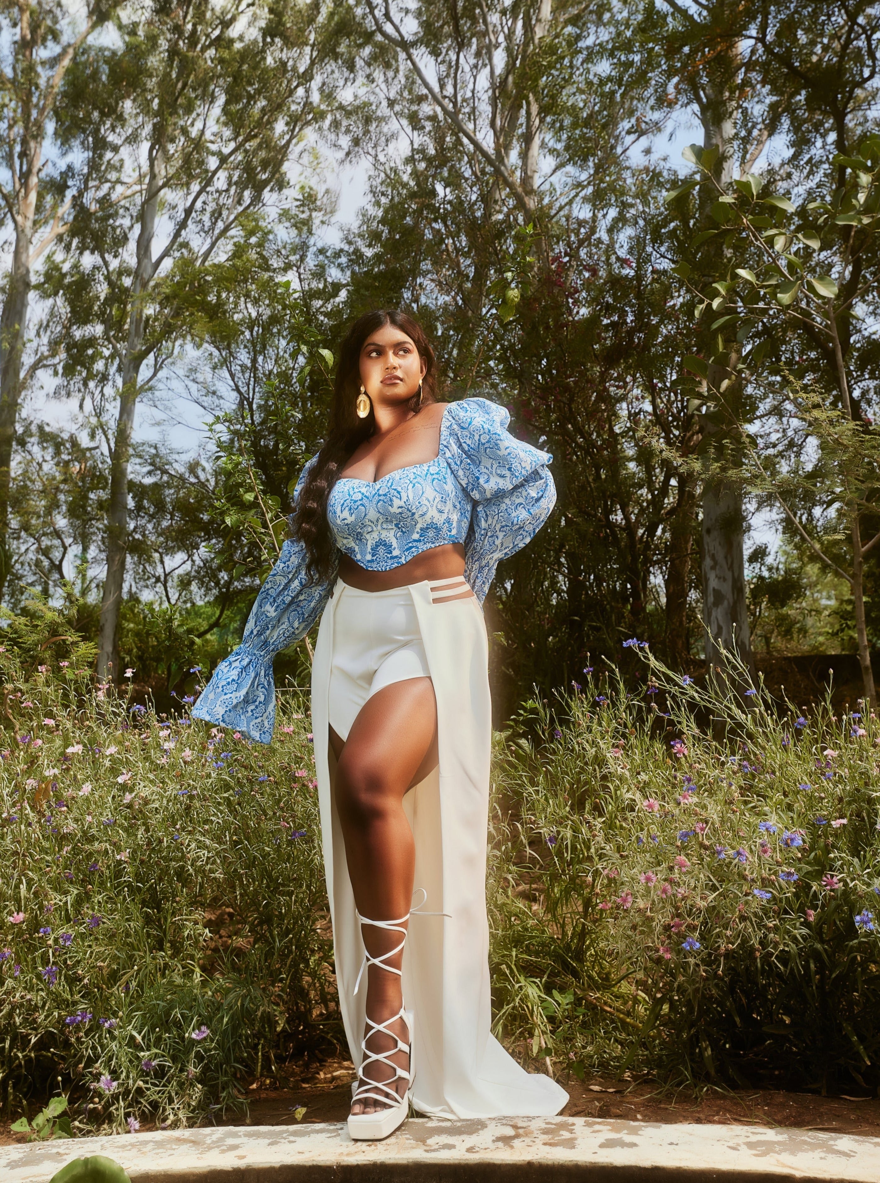 Blue Corset and Pants Set