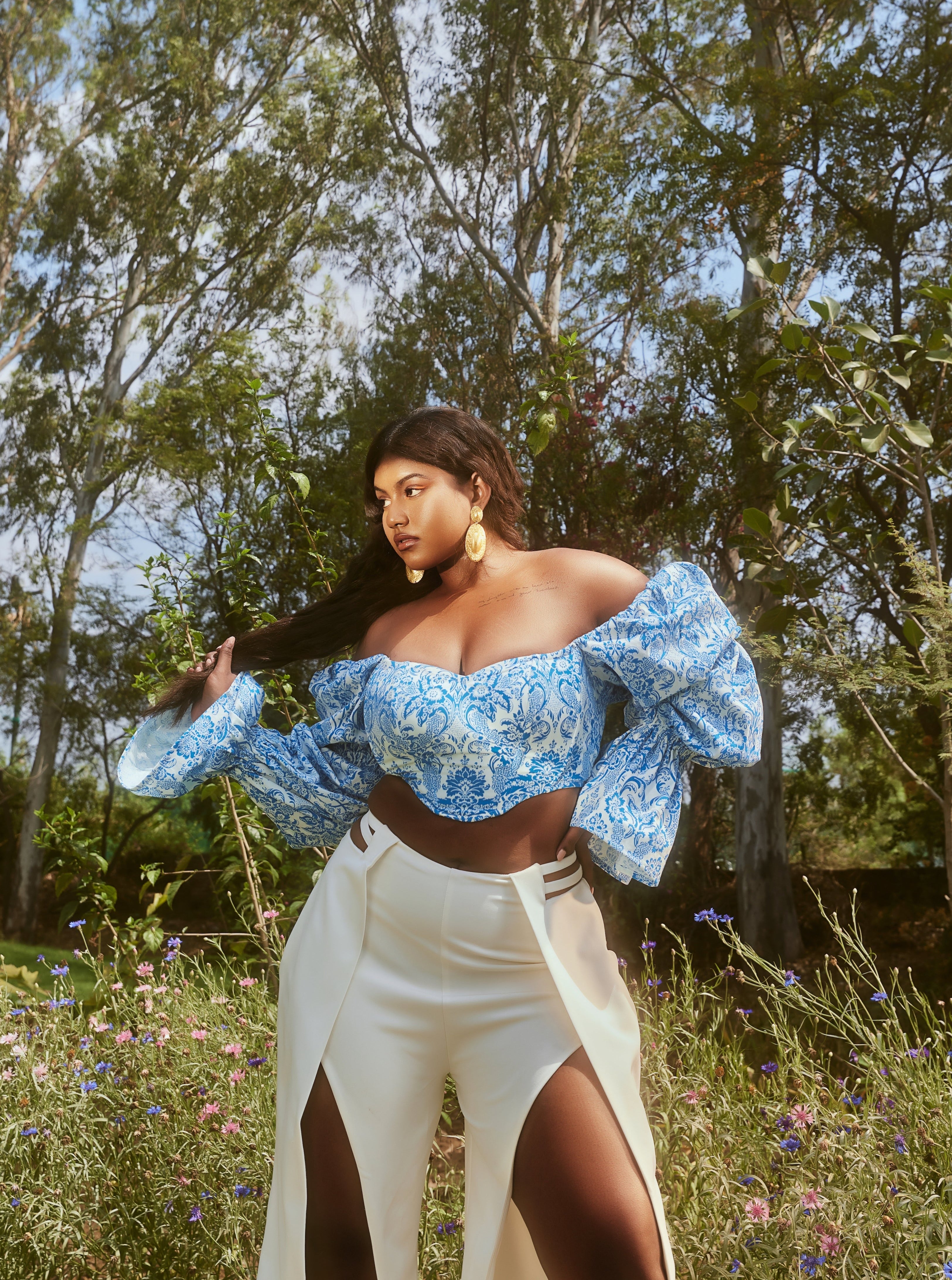 Blue Corset and Pants Set