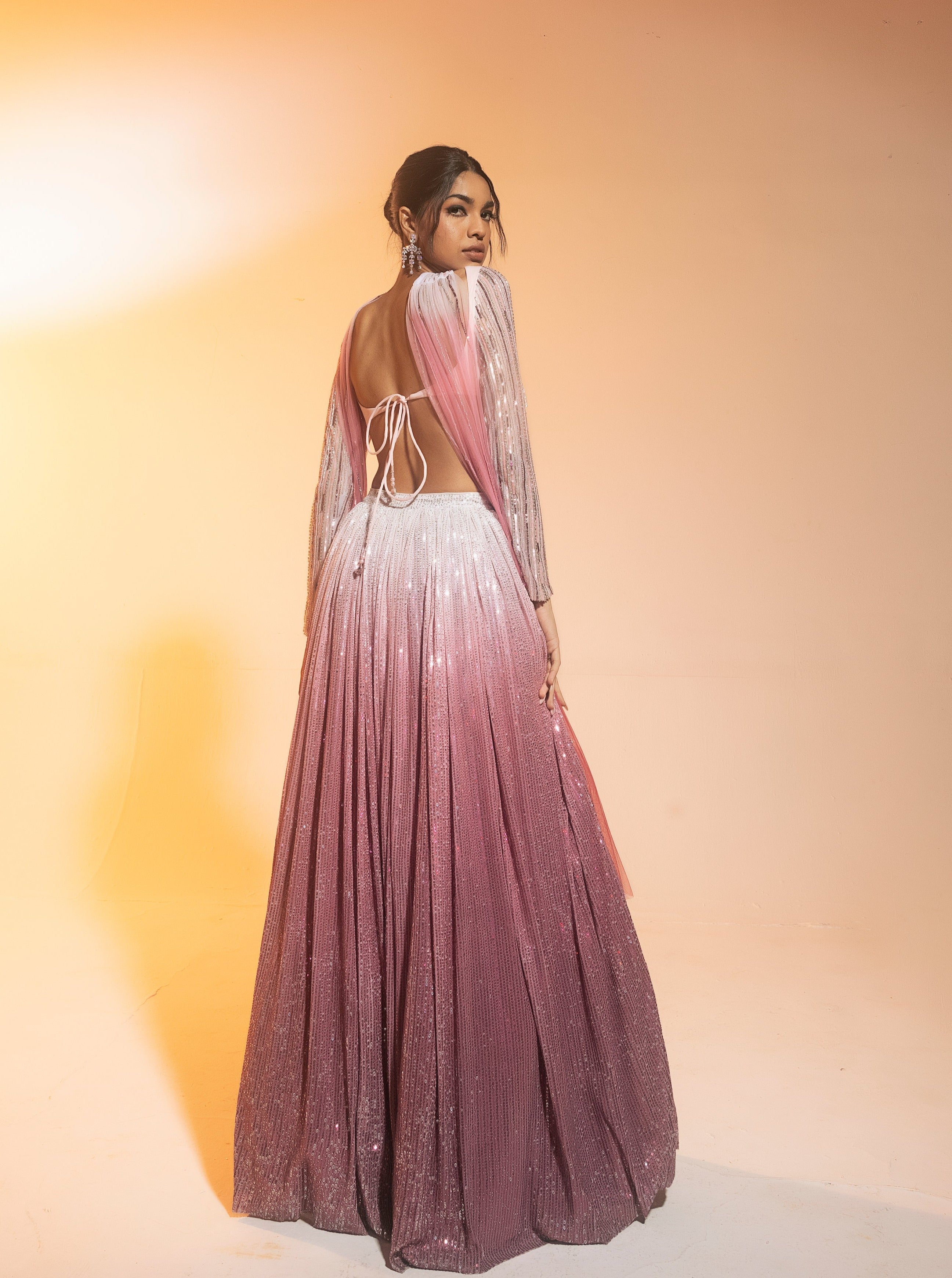 Buy Pink Ombre Embroidered Lehenga Set