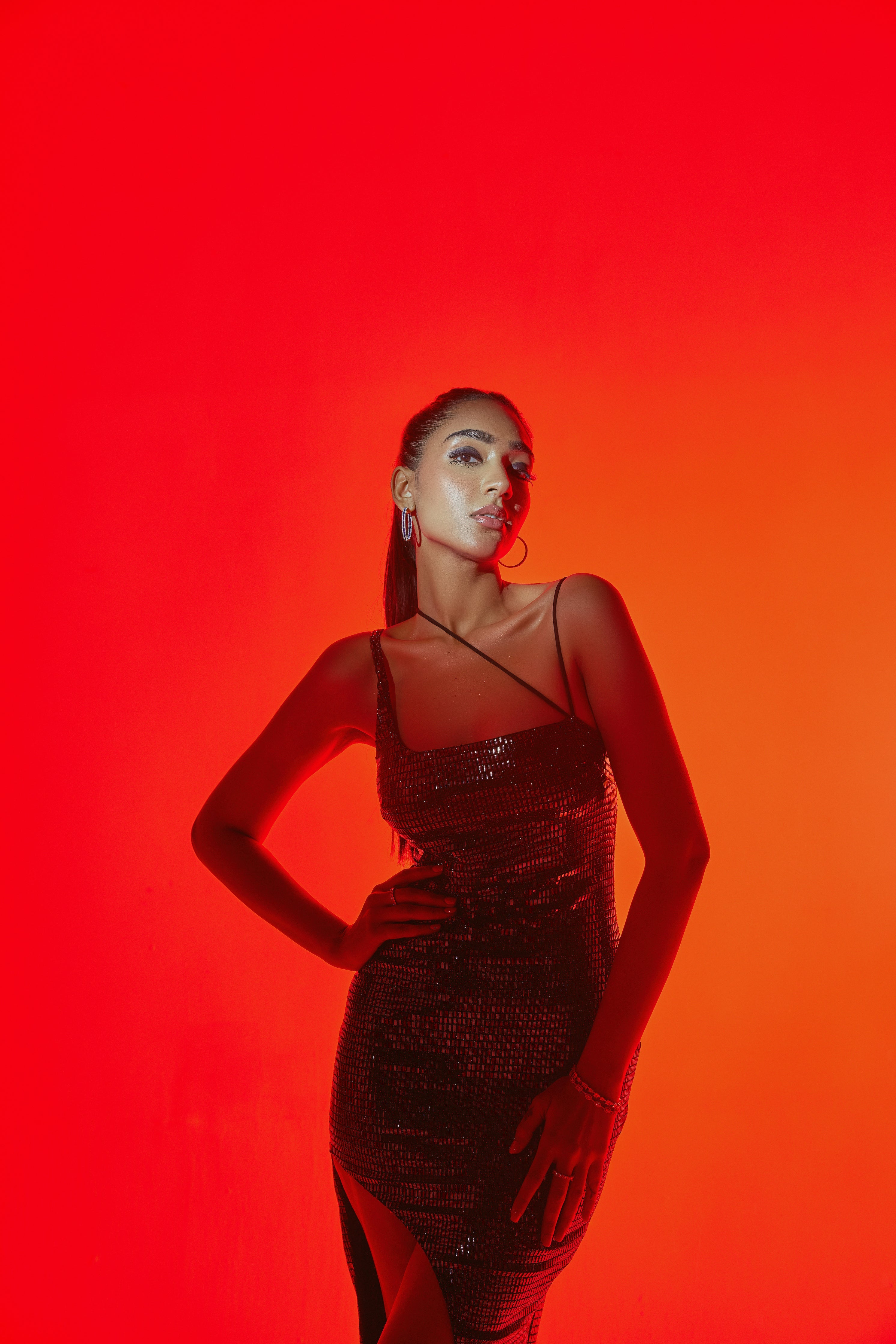 Santana Black Shine Cutout Gown