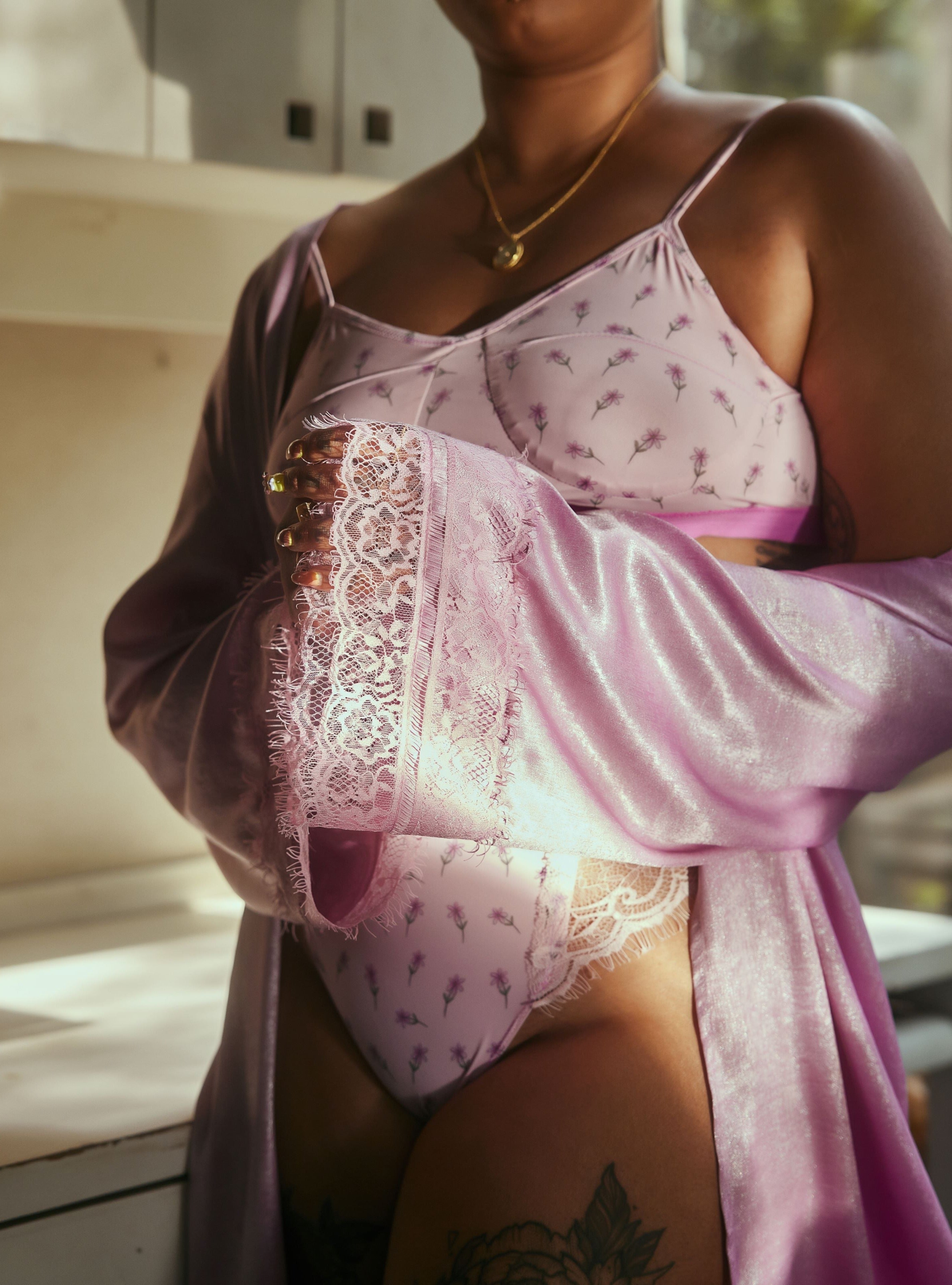 Buy Our Zui Purple Satin Long Sleeves Robe