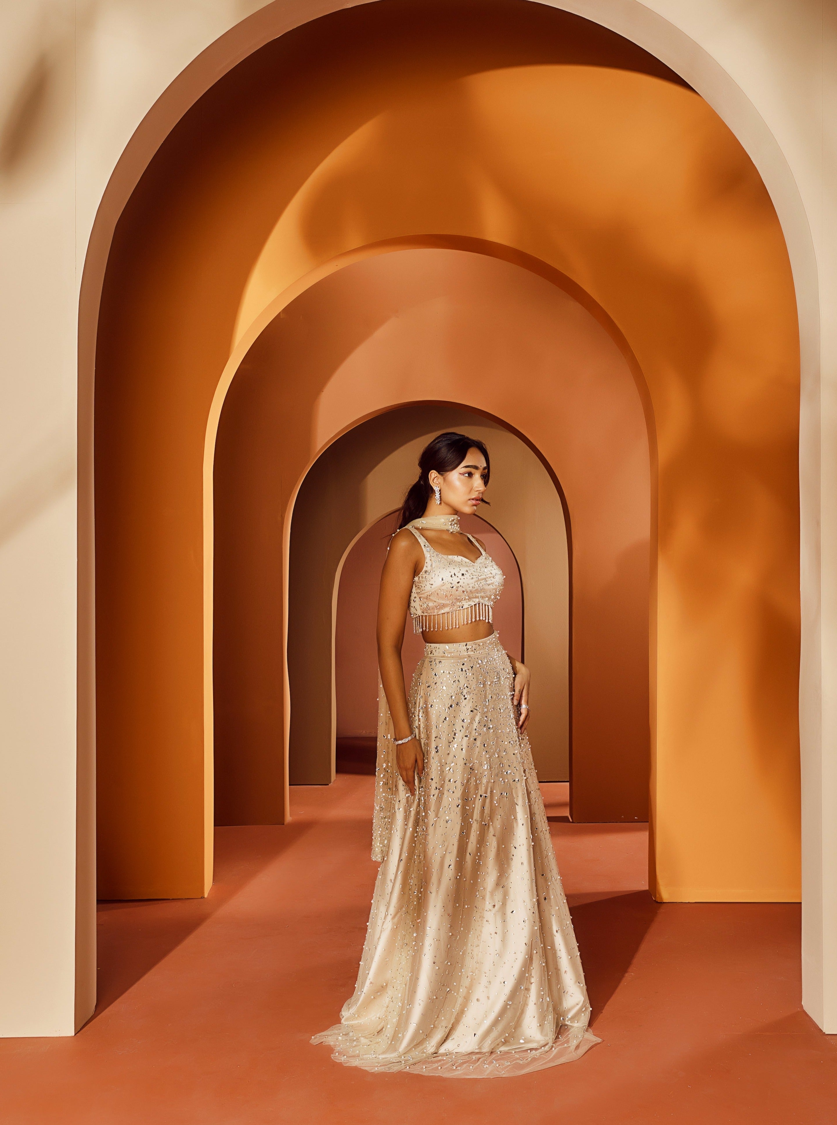 Buy Stone Work Satin Lehenga