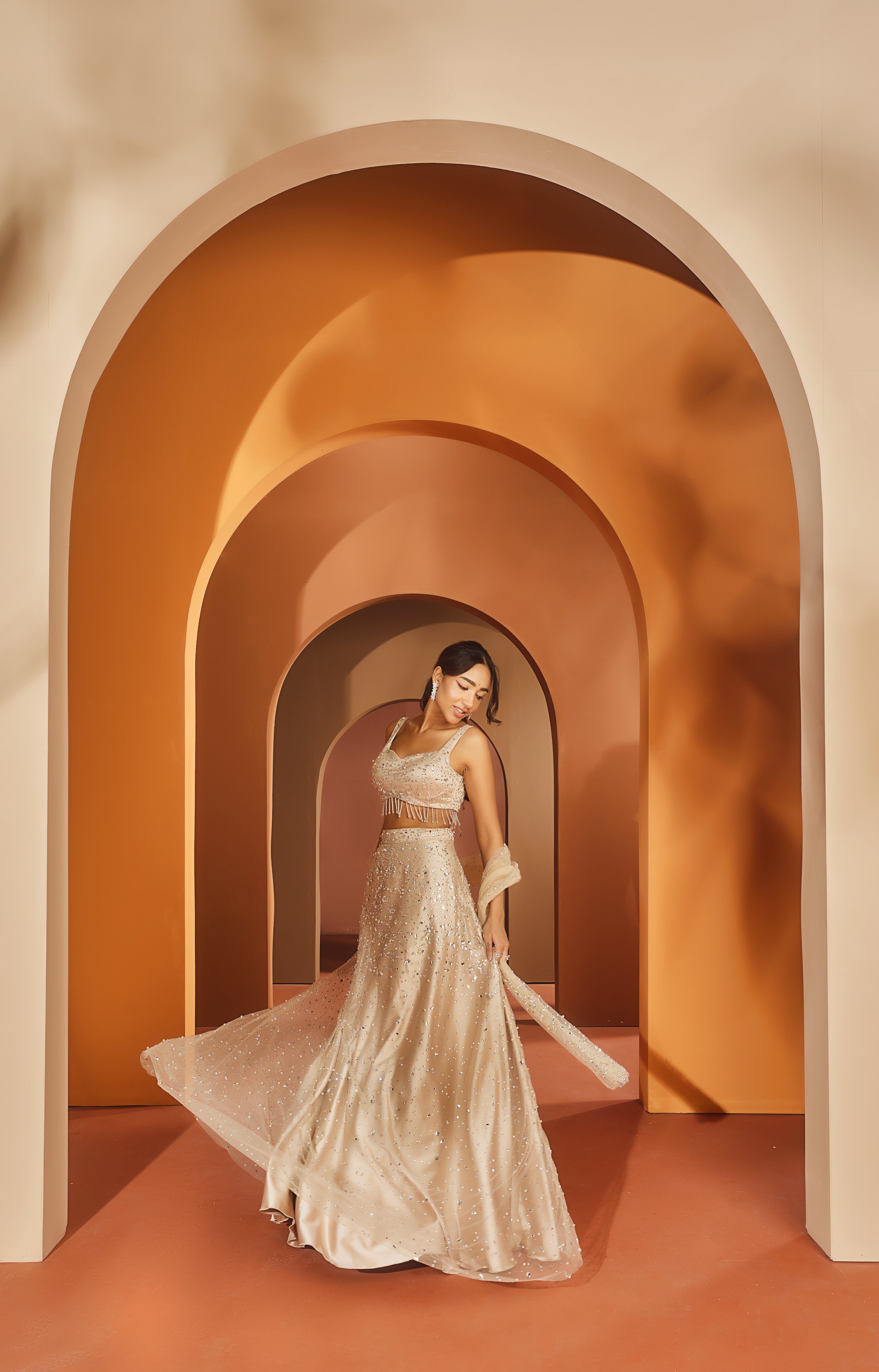 Buy Stone Work Satin Lehenga