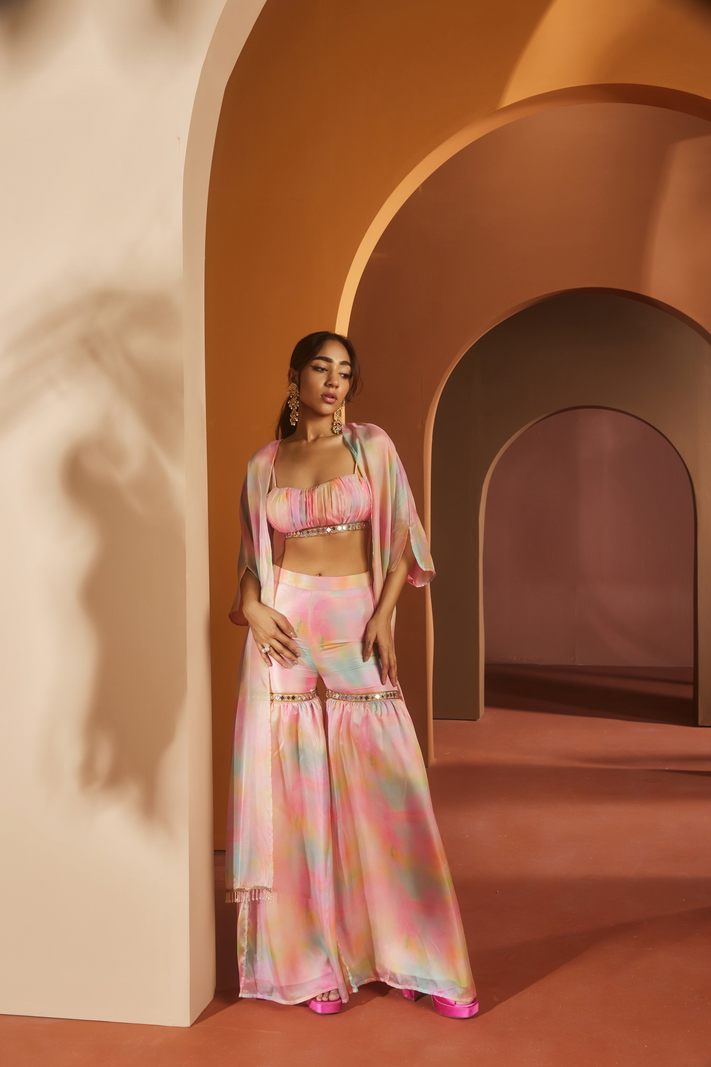 Buy Pink Watercolor Print Coord Set