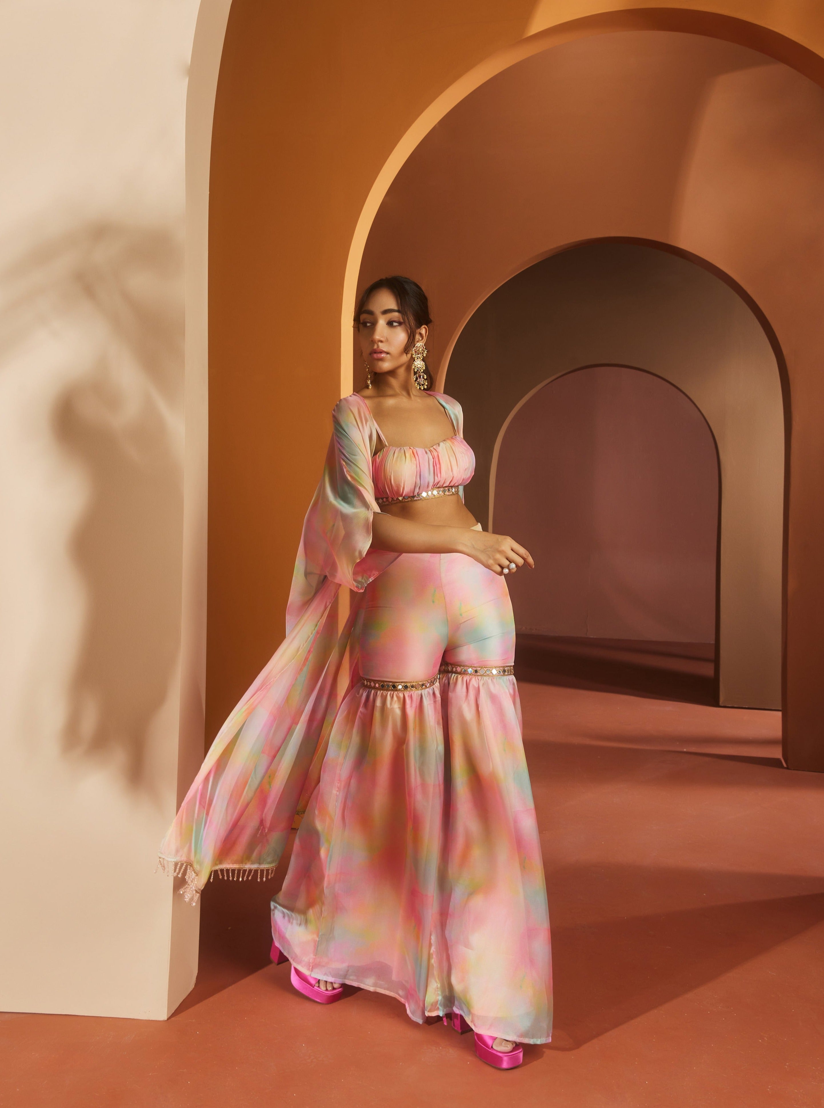 Buy Pink Watercolor Print Coord Set